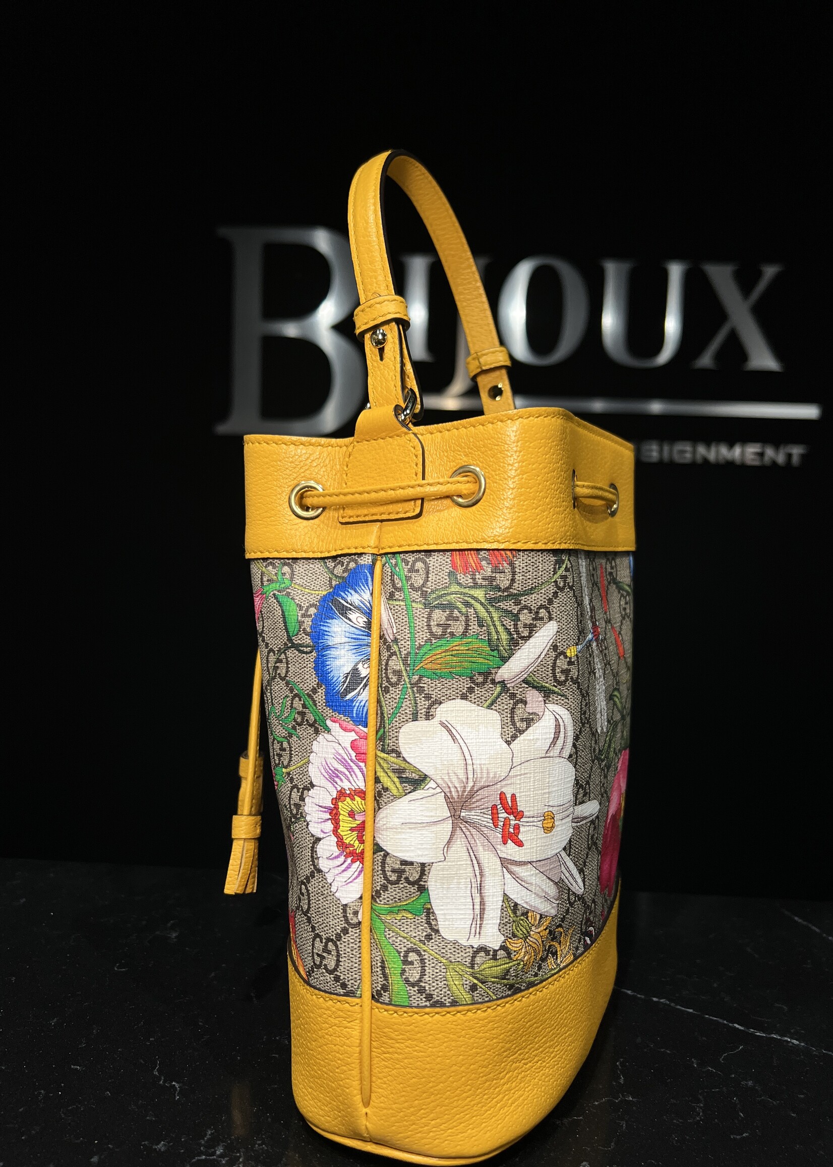 Gucci Gucci Monogram Flora Small Ophidia Bucket Bag