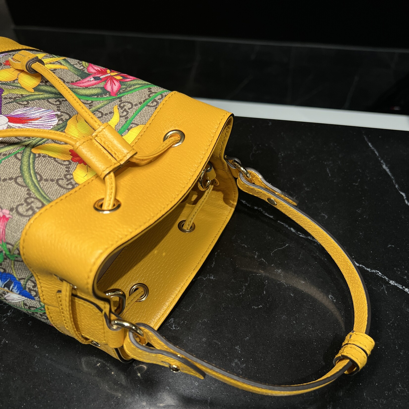 Gucci Gucci Monogram Flora Small Ophidia Bucket Bag