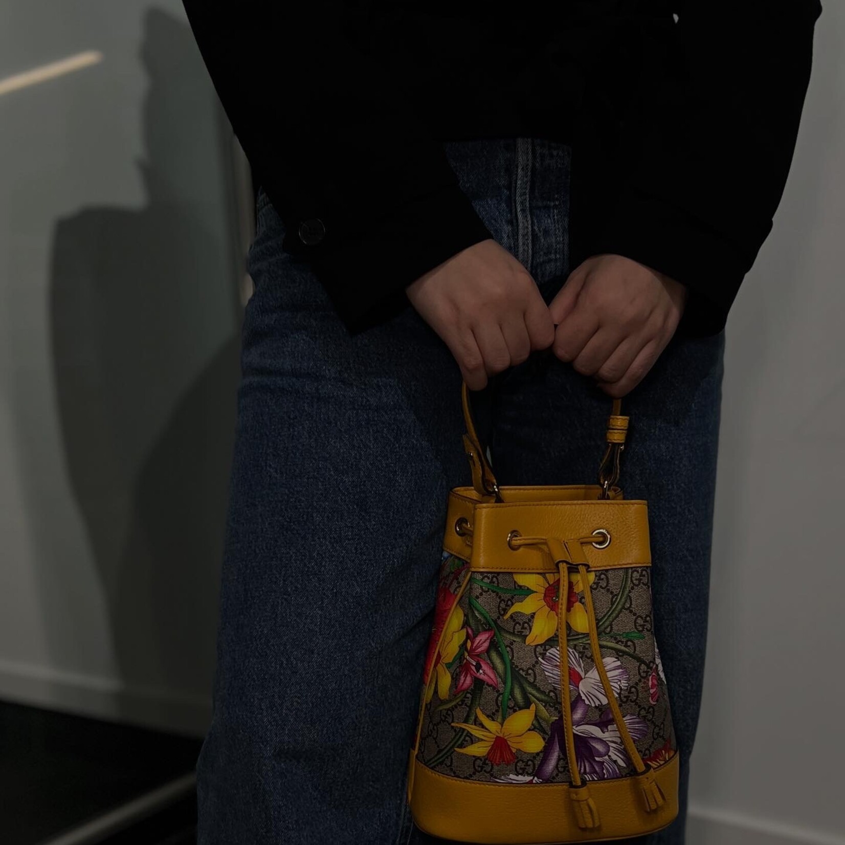 Gucci Gucci Monogram Flora Small Ophidia Bucket Bag