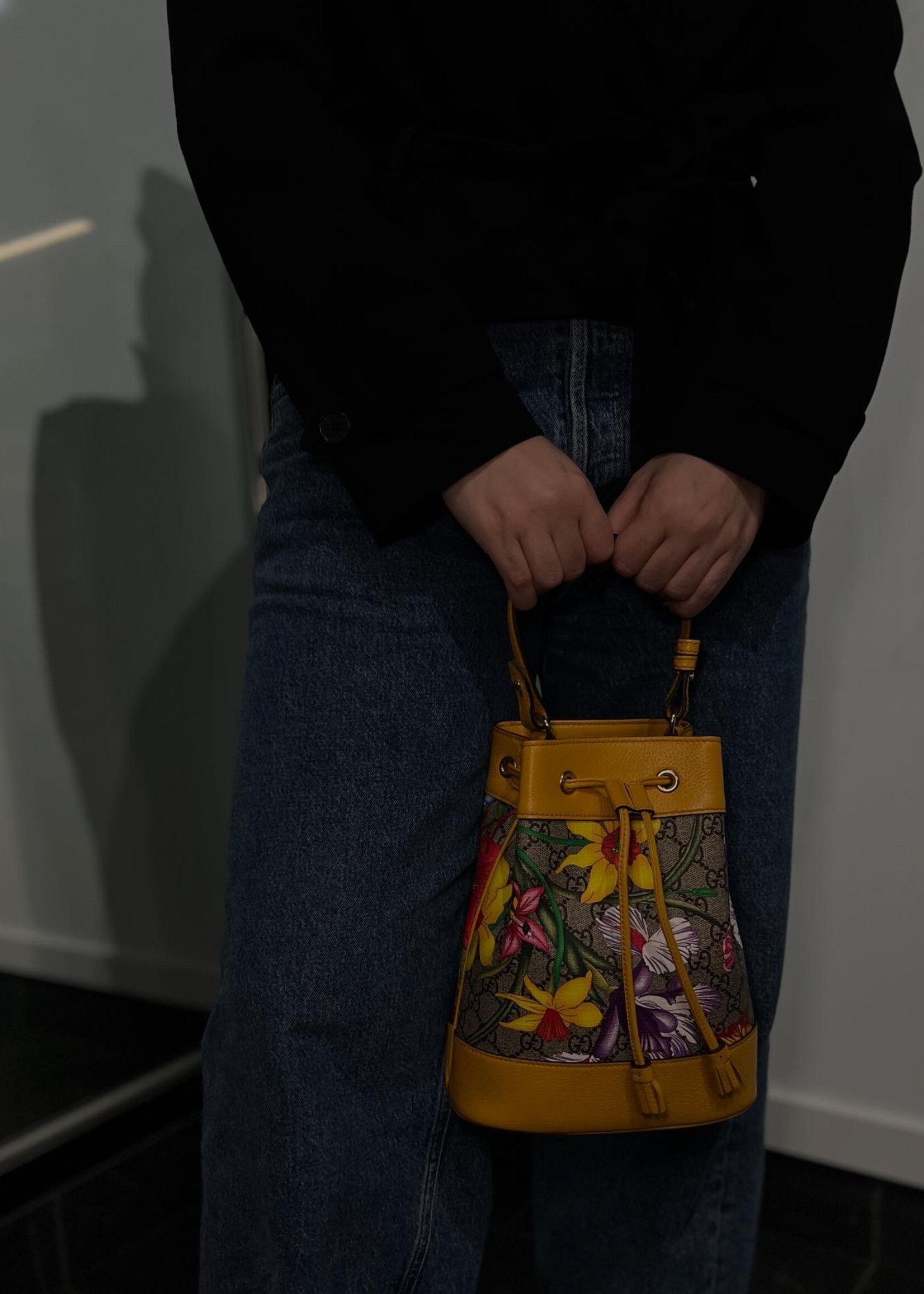 Gucci Gucci Monogram Flora Small Ophidia Bucket Bag