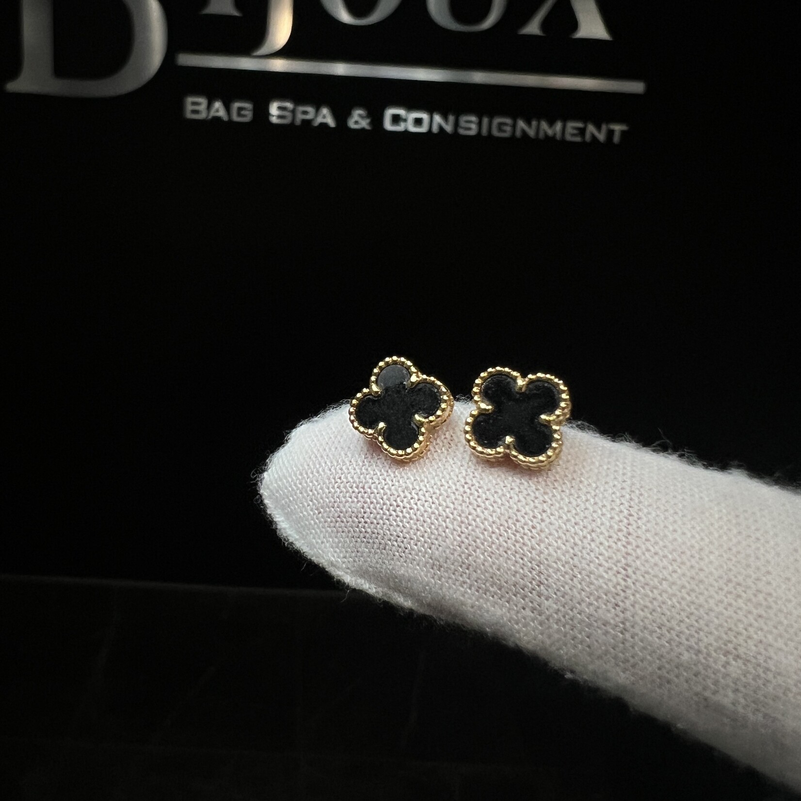 Van Cleef SOLD - Van Cleef Alhambra Onyx Earrings