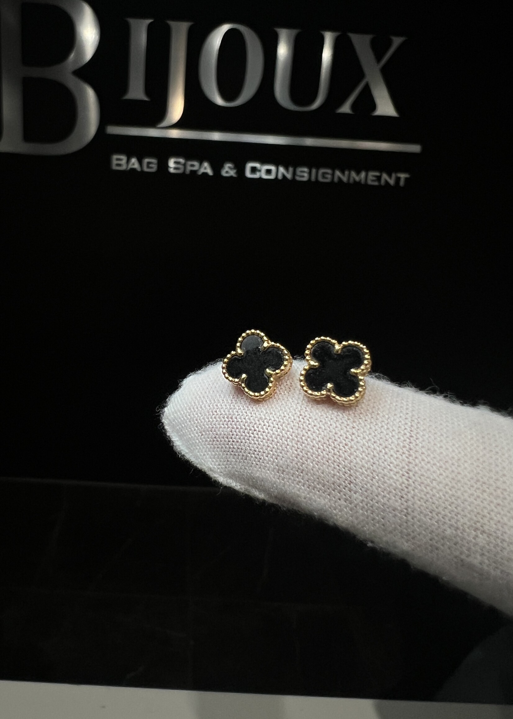 Van Cleef SOLD - Van Cleef Alhambra Onyx Earrings