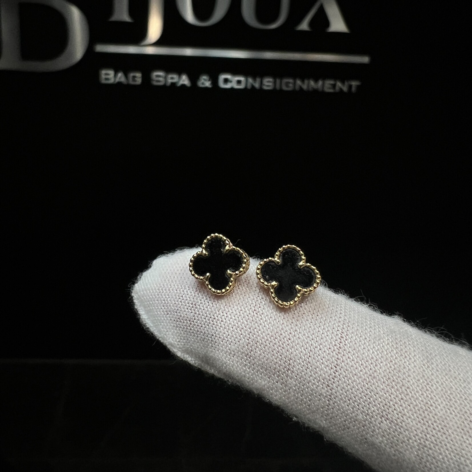 Van Cleef SOLD - Van Cleef Alhambra Onyx Earrings