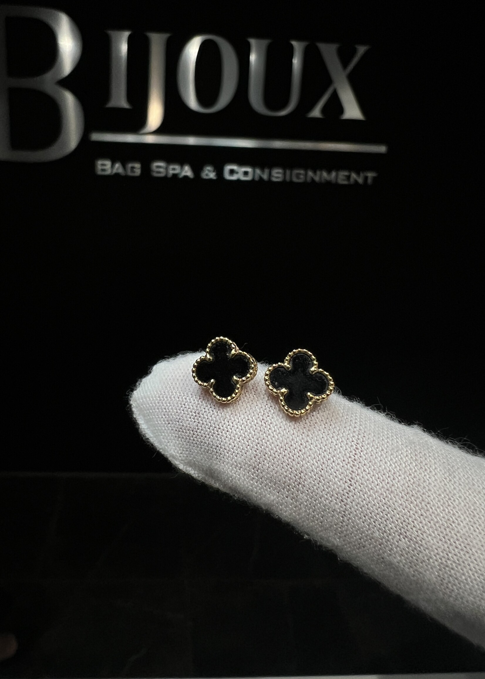 Van Cleef SOLD - Van Cleef Alhambra Onyx Earrings