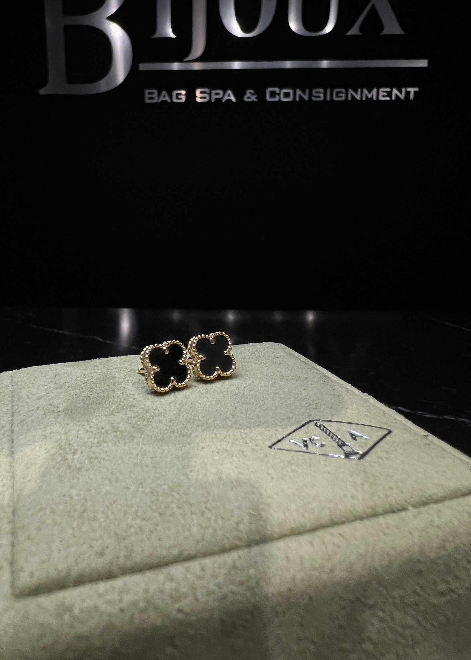 Van Cleef SOLD - Van Cleef Alhambra Onyx Earrings