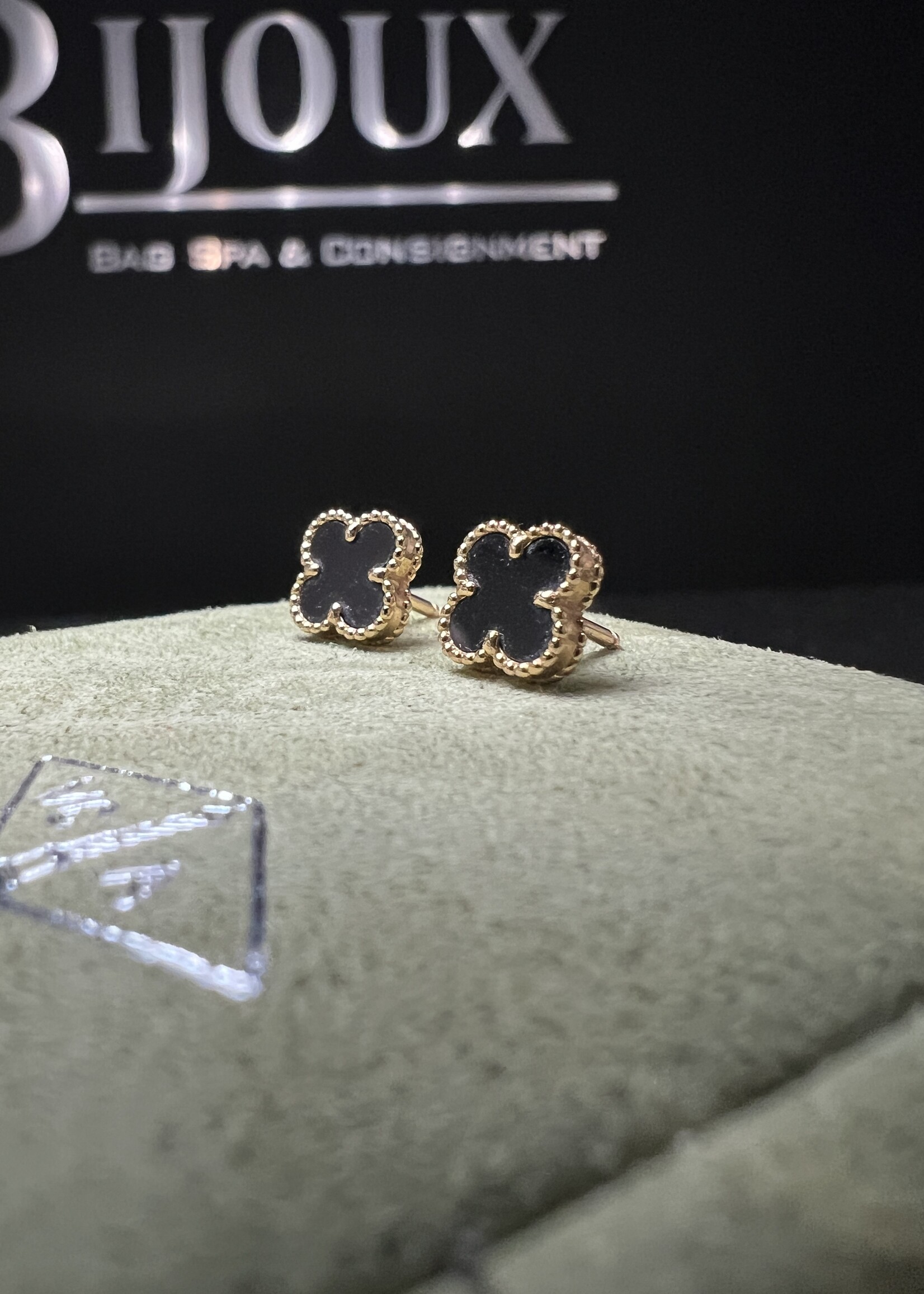 Van Cleef SOLD - Van Cleef Alhambra Onyx Earrings