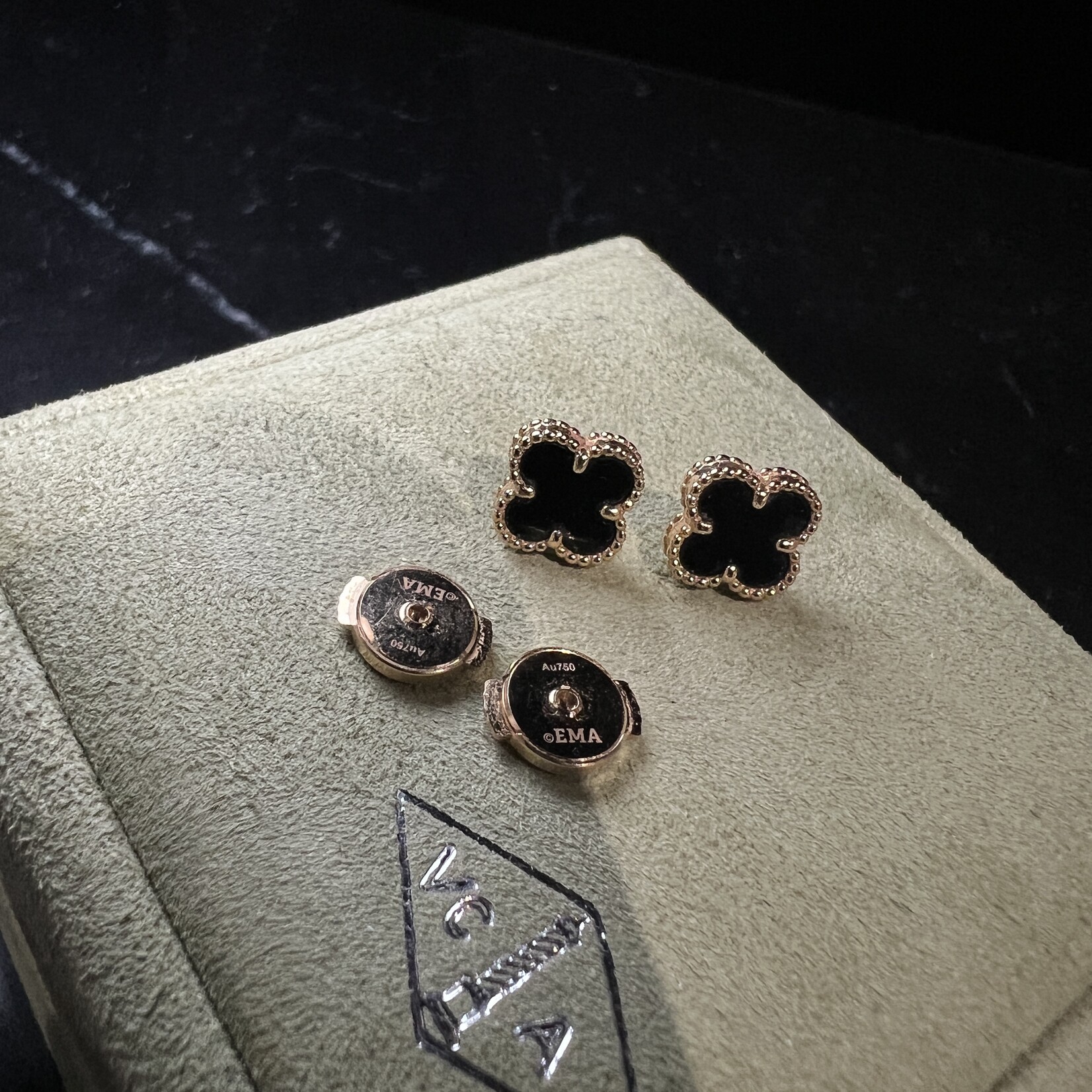 Van Cleef SOLD - Van Cleef Alhambra Onyx Earrings