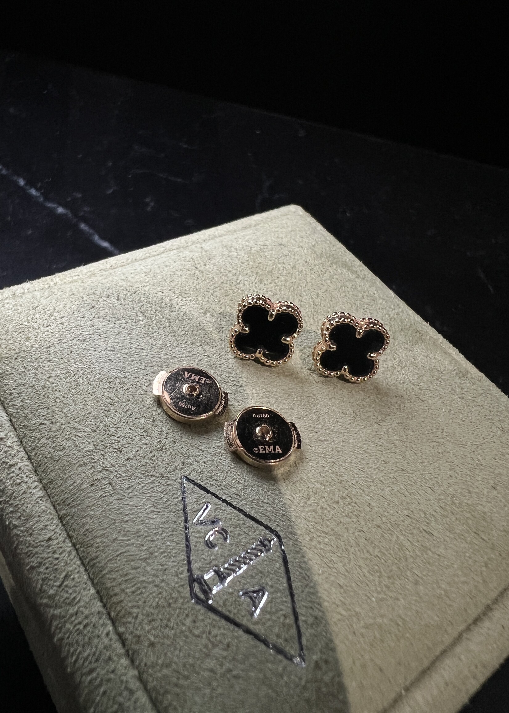 Van Cleef SOLD - Van Cleef Alhambra Onyx Earrings