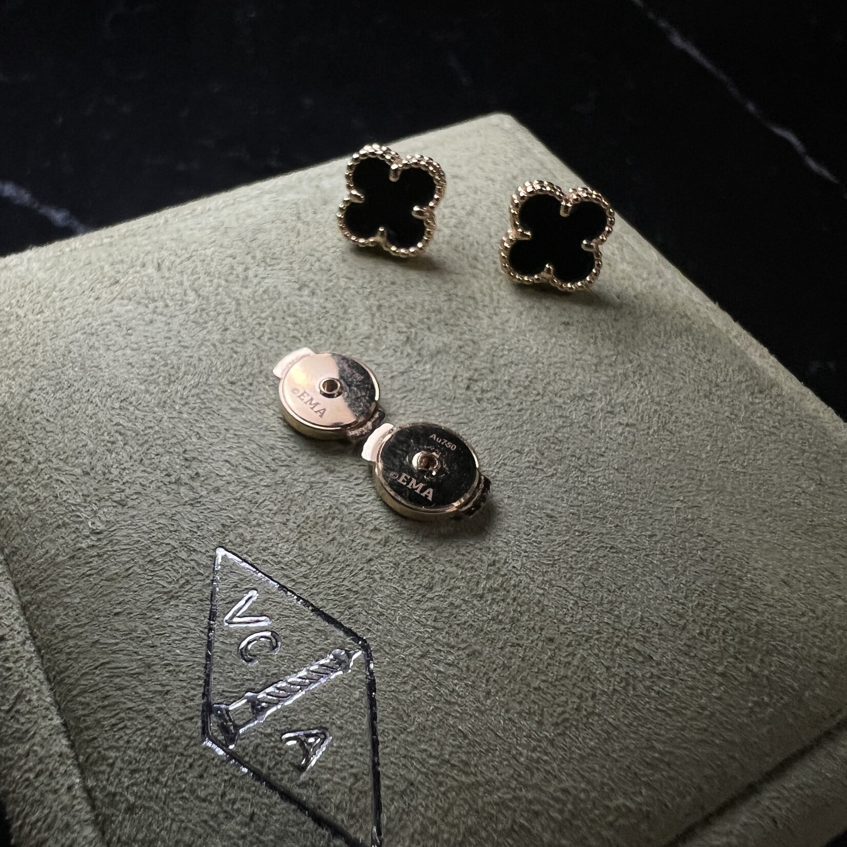 Van Cleef SOLD - Van Cleef Alhambra Onyx Earrings