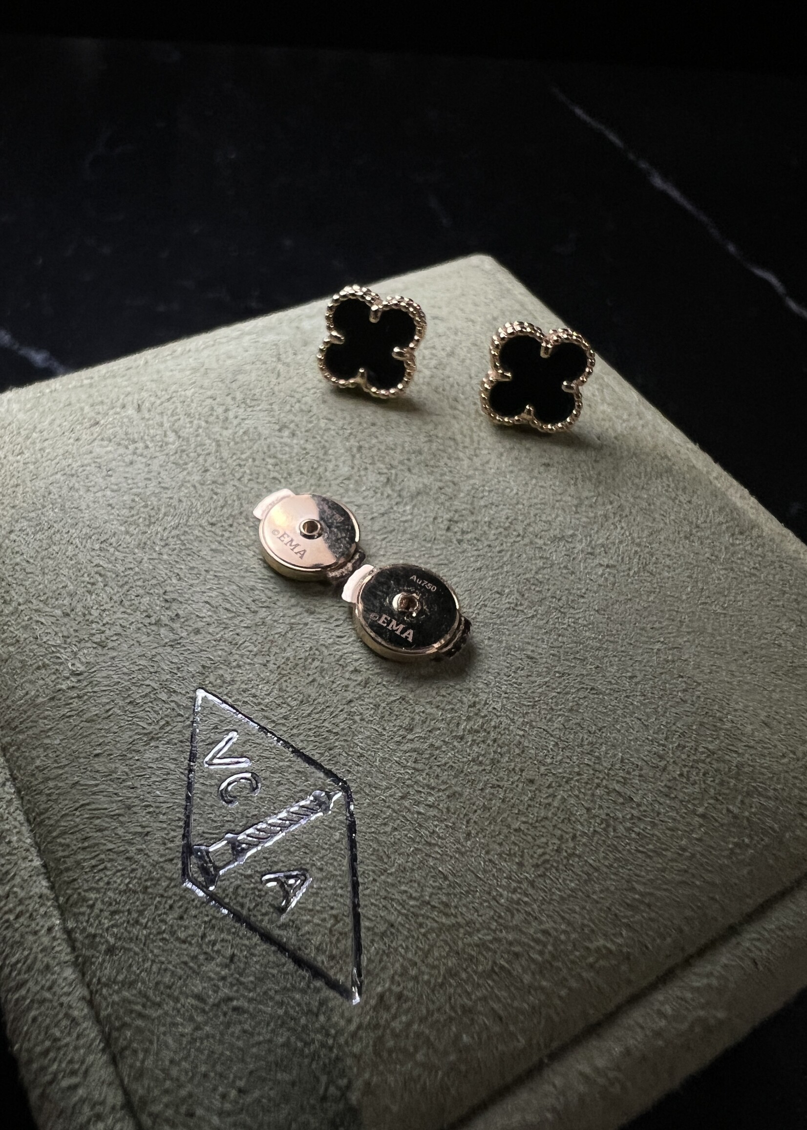 Van Cleef SOLD - Van Cleef Alhambra Onyx Earrings