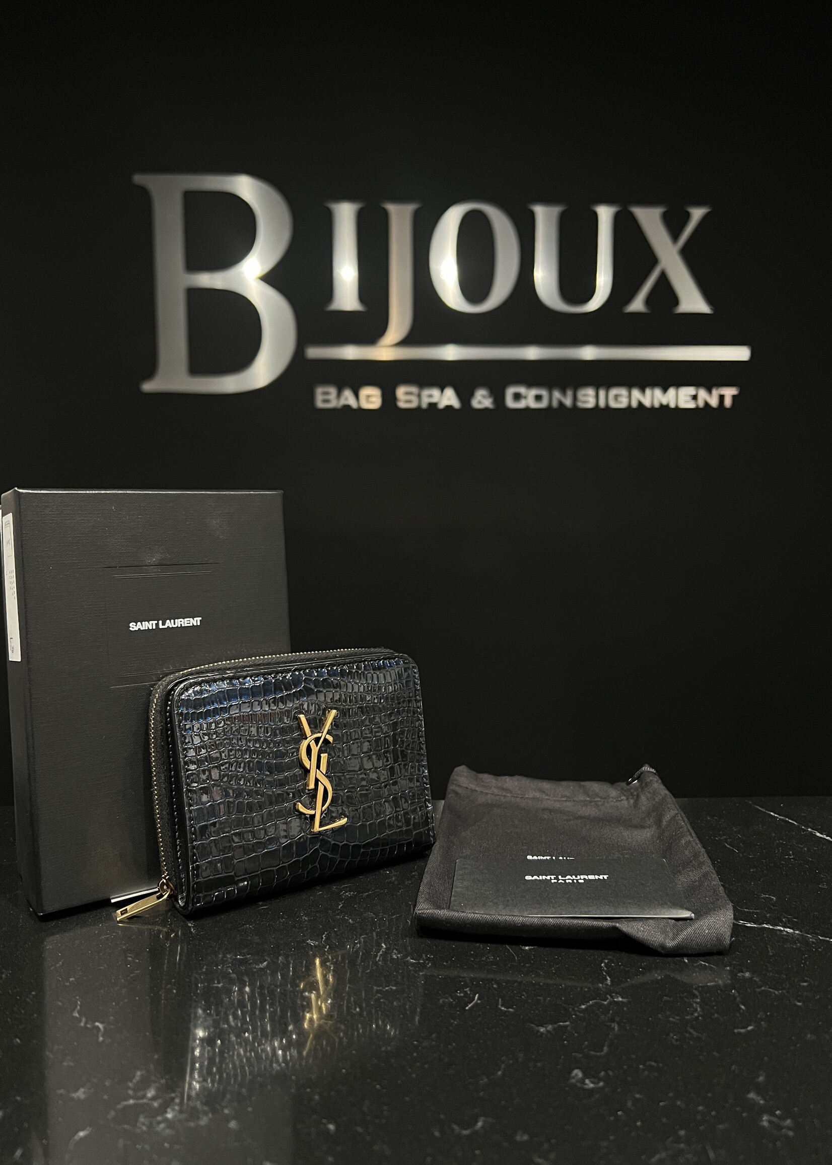 Saint Laurent SOLD - Saint Laurent Embossed Monogram Wallet
