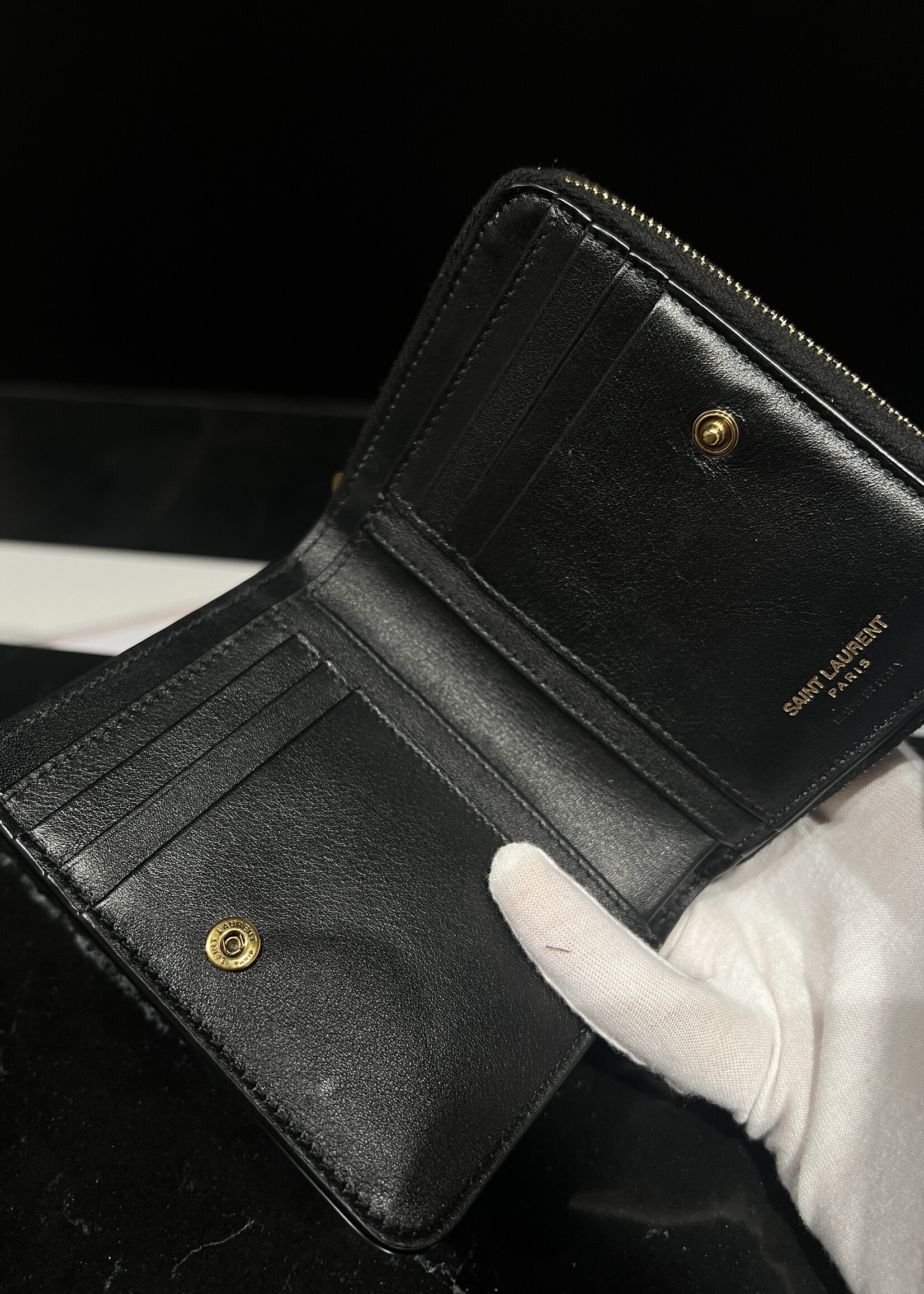 Saint Laurent SOLD - Saint Laurent Embossed Monogram Wallet