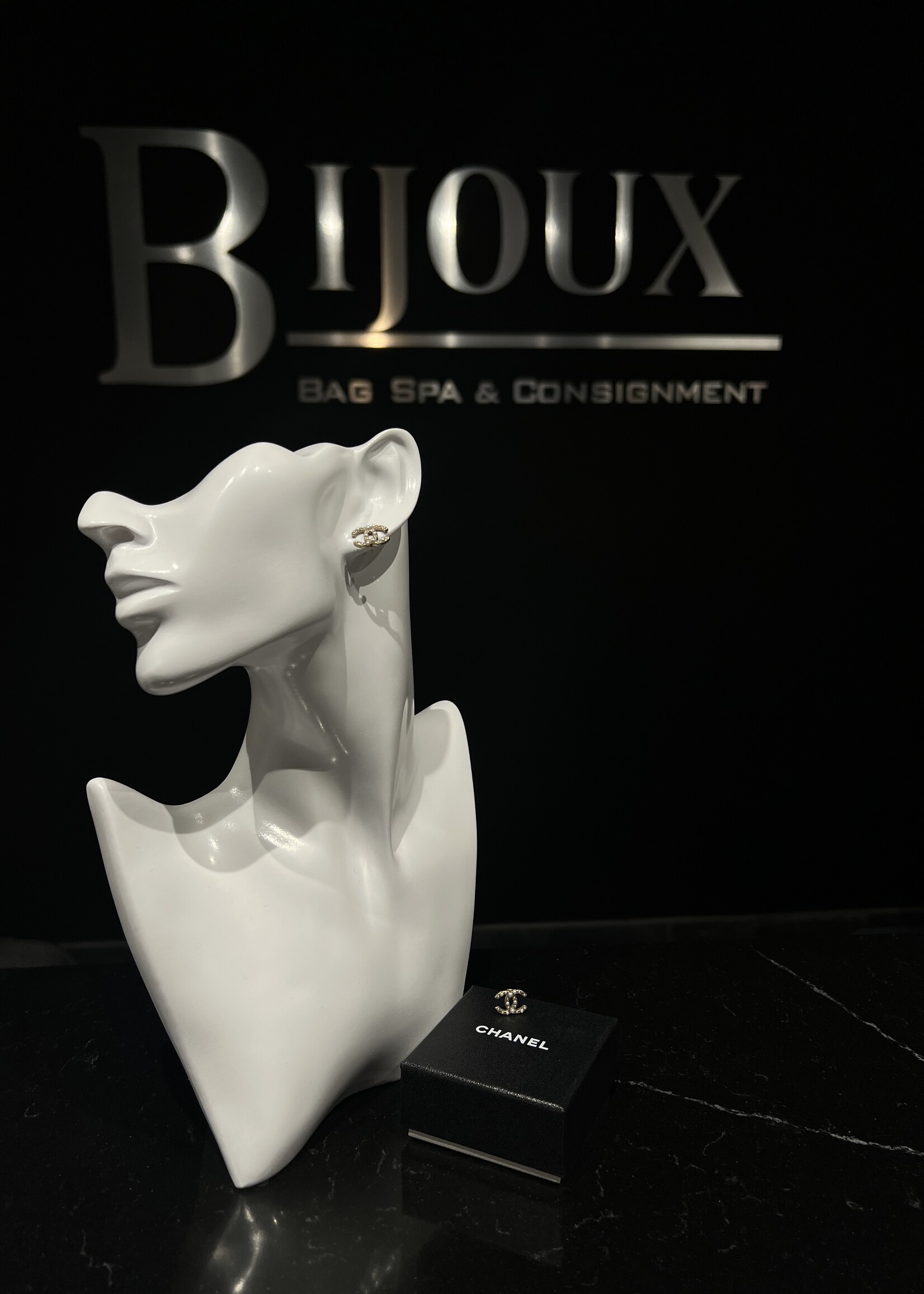 Chanel Chanel Pearl Crystal CC Stud Earrings