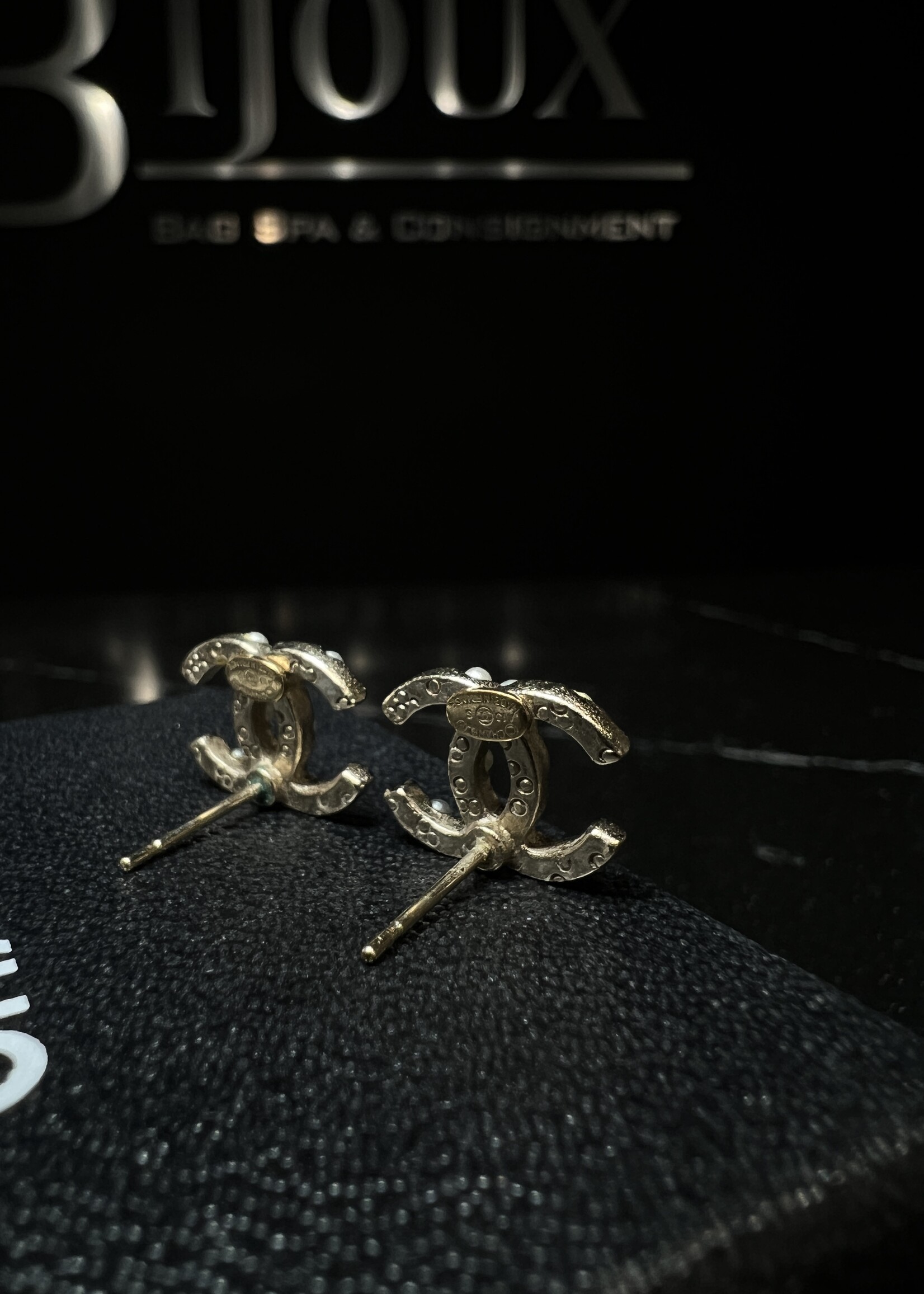 Chanel Chanel Pearl Crystal CC Stud Earrings