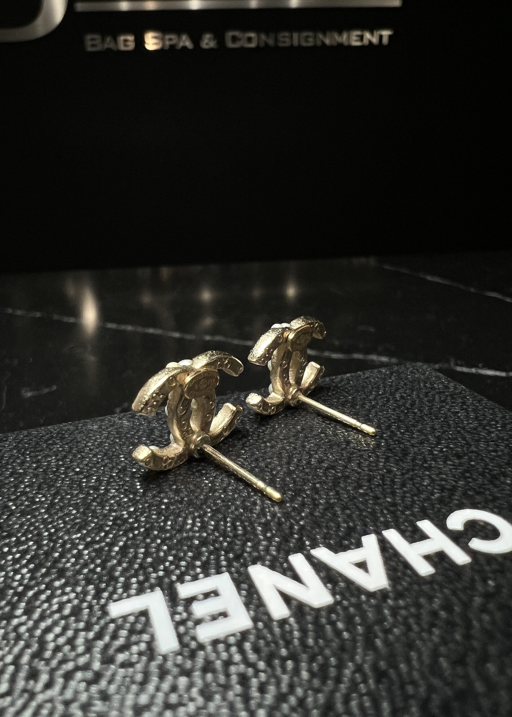 Chanel Chanel Pearl Crystal CC Stud Earrings