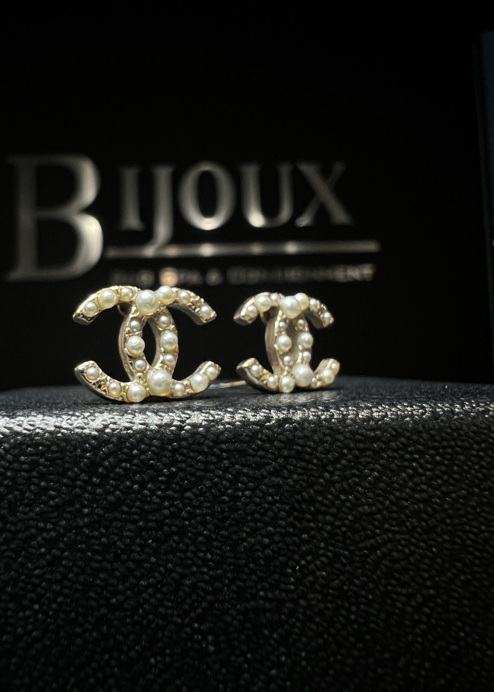 Chanel Chanel Pearl Crystal CC Stud Earrings