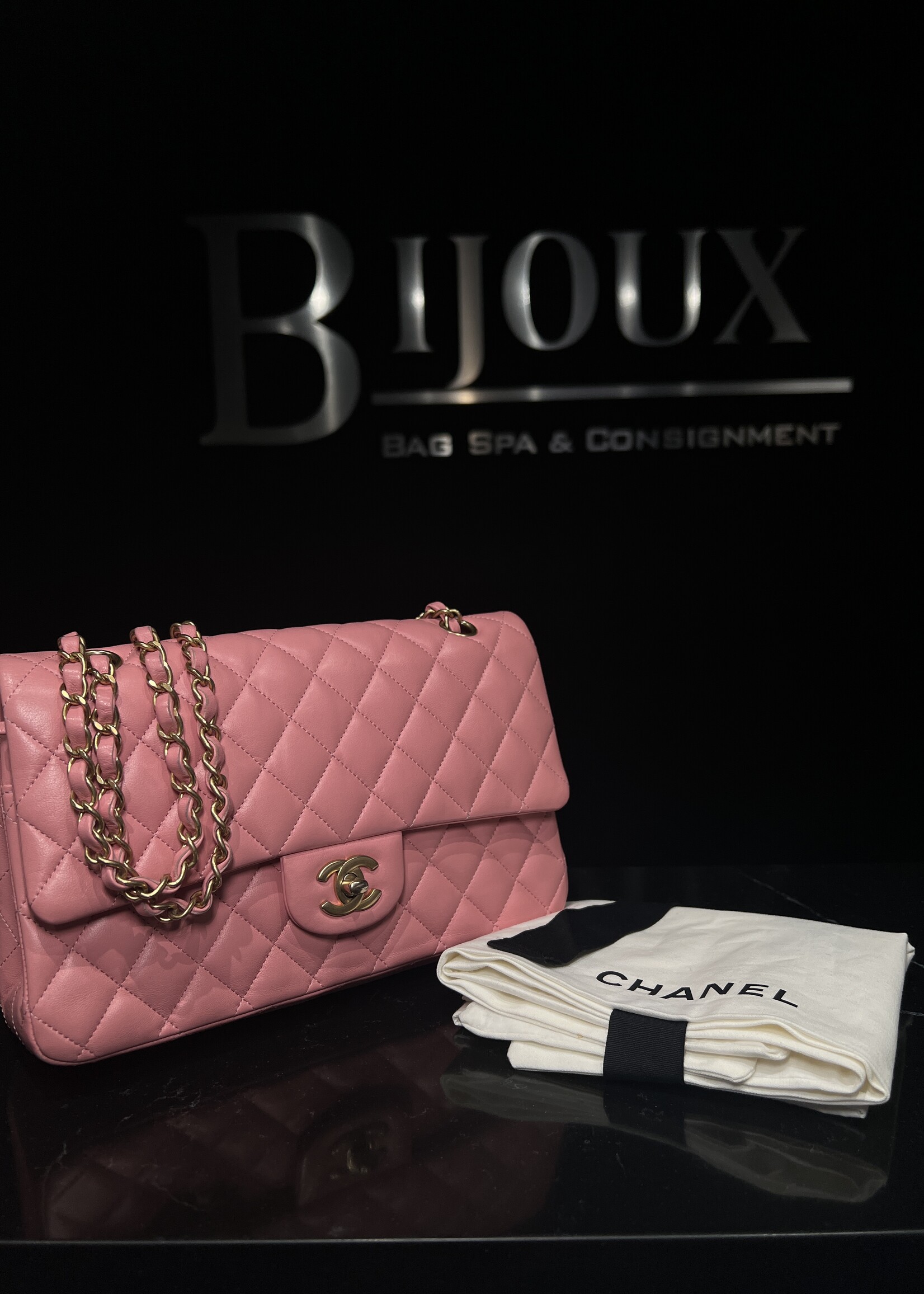 Chanel Chanel Medium Double Flap Lambskin Pink
