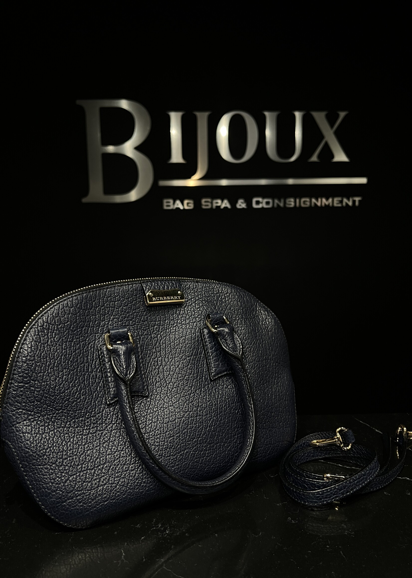 Burberry SOLD - Burberry Navy Orchard Satchel Small Bag