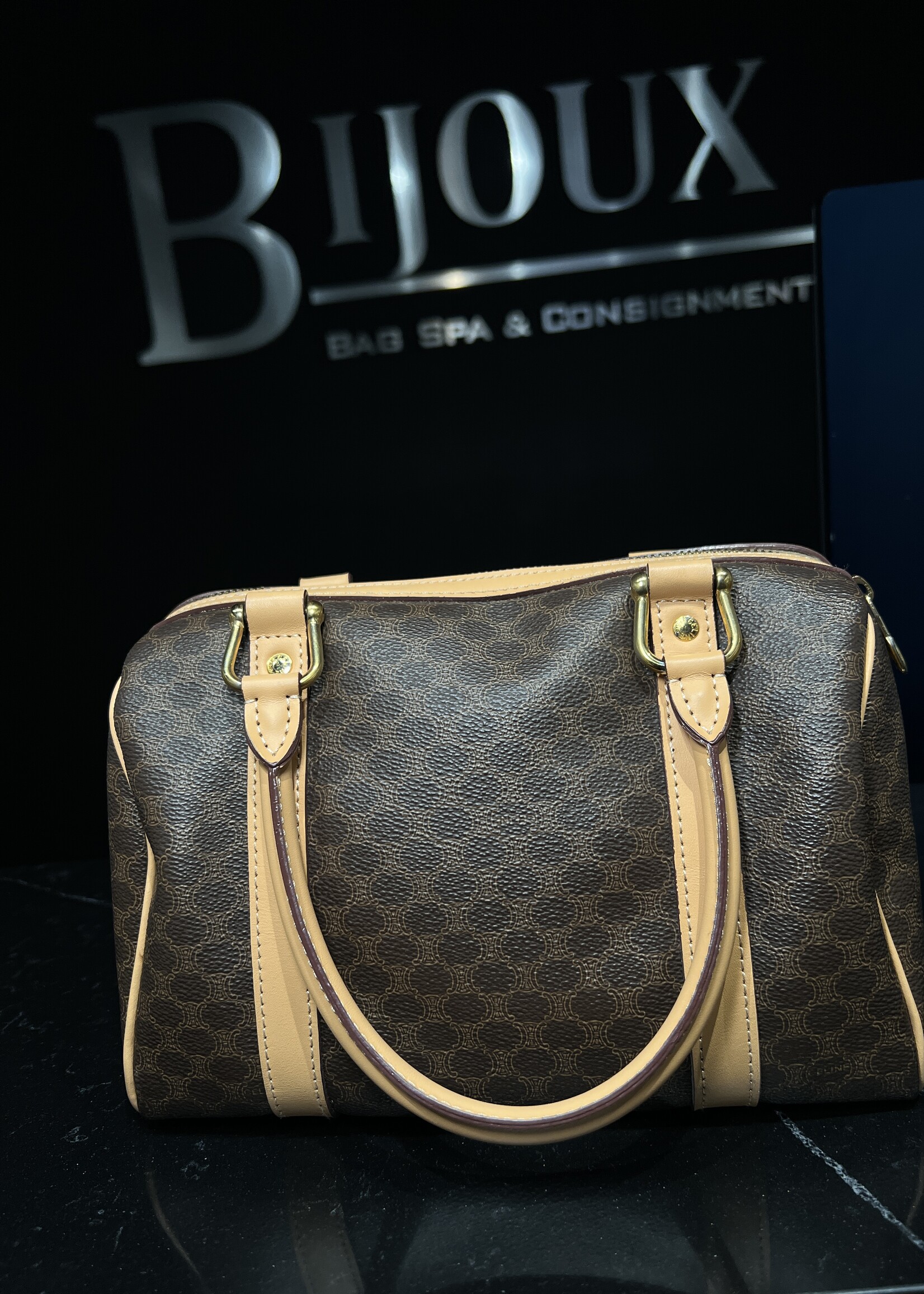 Celine Celine Brown Macadam Boston Bag