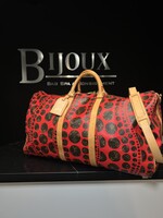 Louis Vuitton Louis Vuitton Yayoi Red Monogram Kusama Keepall Bandouliere 55