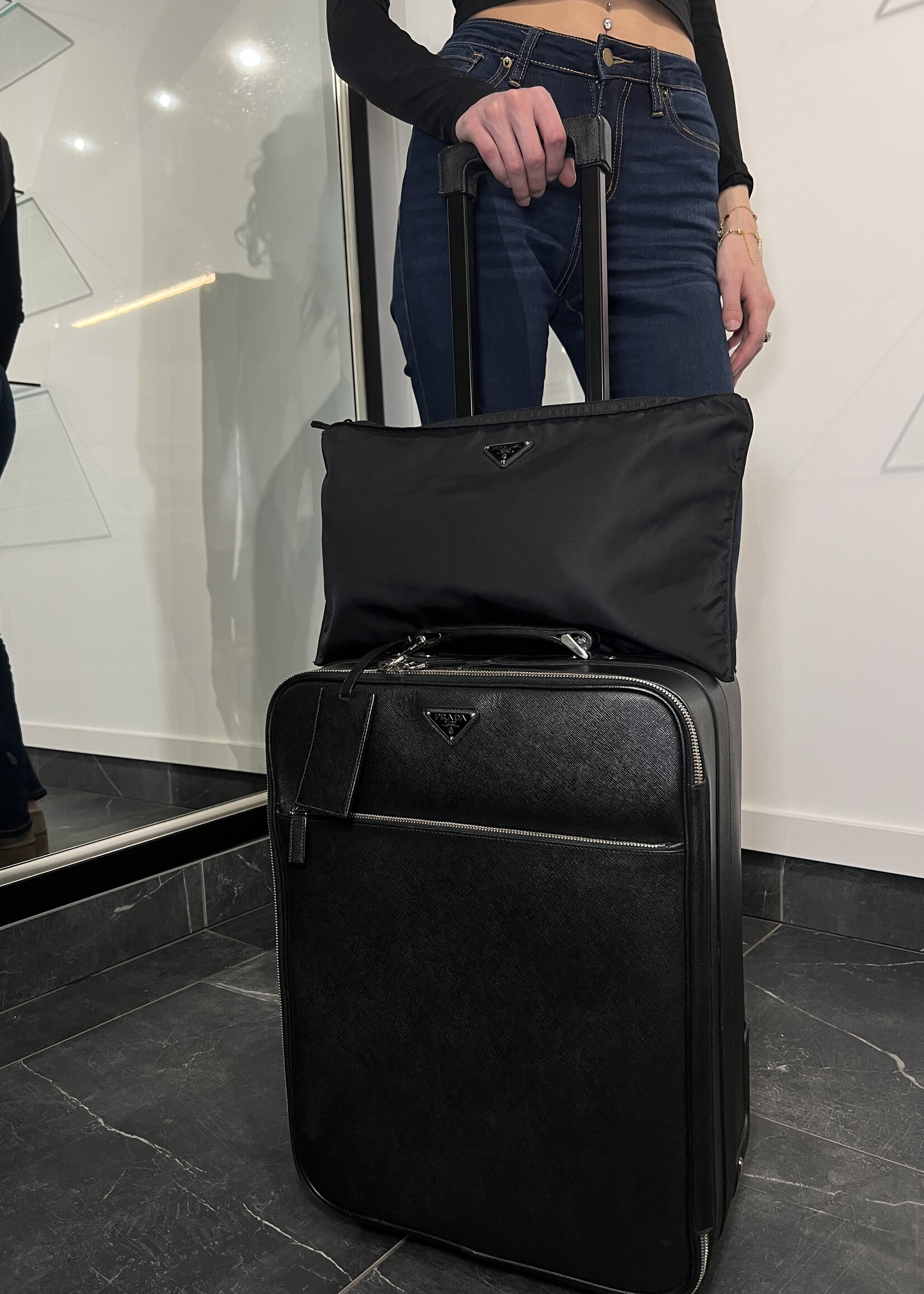 Prada SOLD - Prada Saffiano Leather Rolling Carry-On