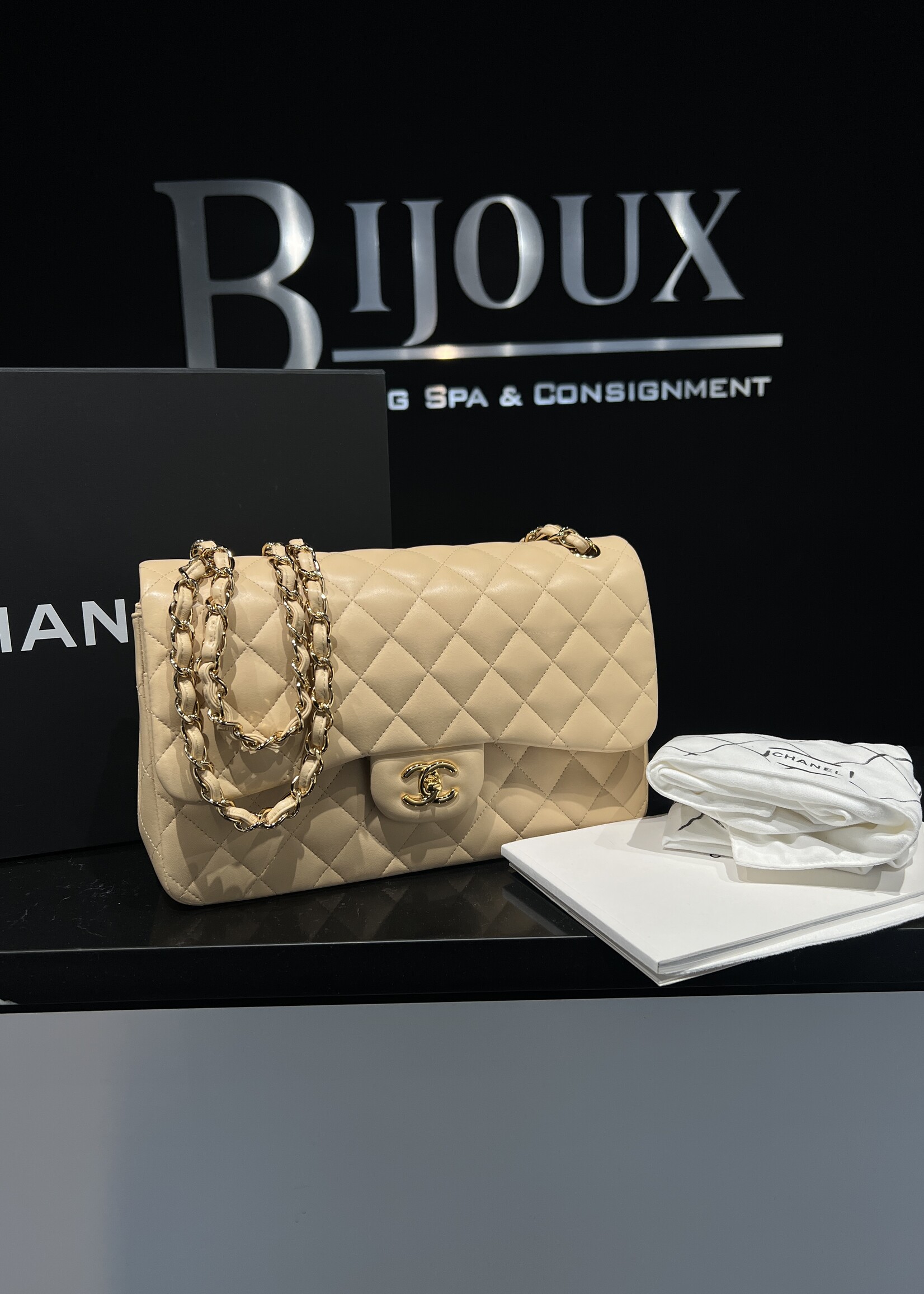 Chanel SOLD - Chanel Jumbo 19 Series Beige Lambskin