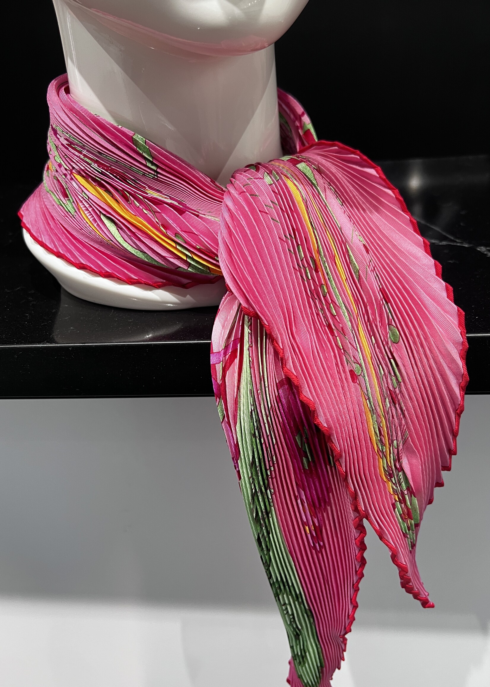 Hermes SOLD- Hermes Pleated Pink Scarf