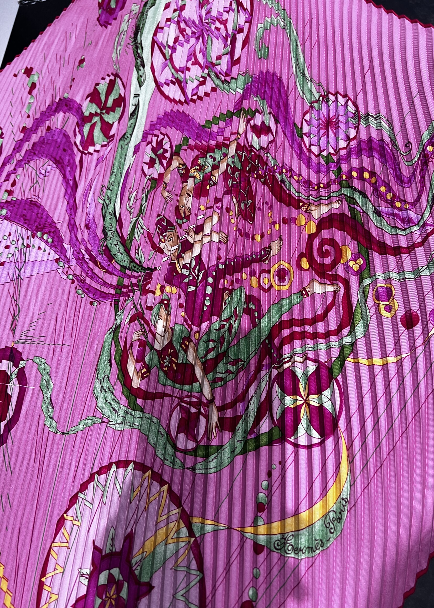 Hermes SOLD- Hermes Pleated Pink Scarf