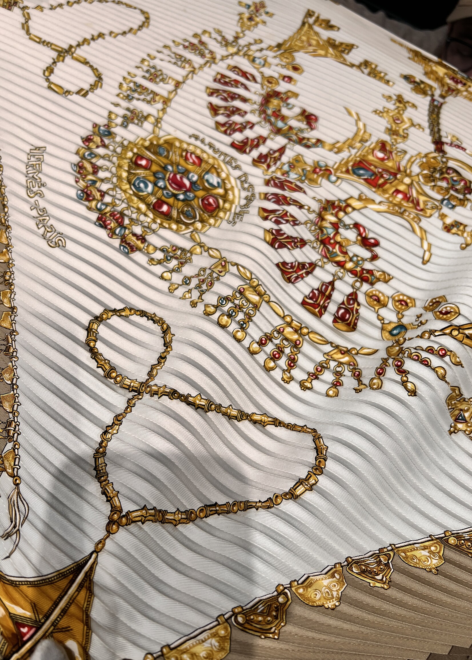 Hermes SOLD- Hermes Pleated Beige Scarf