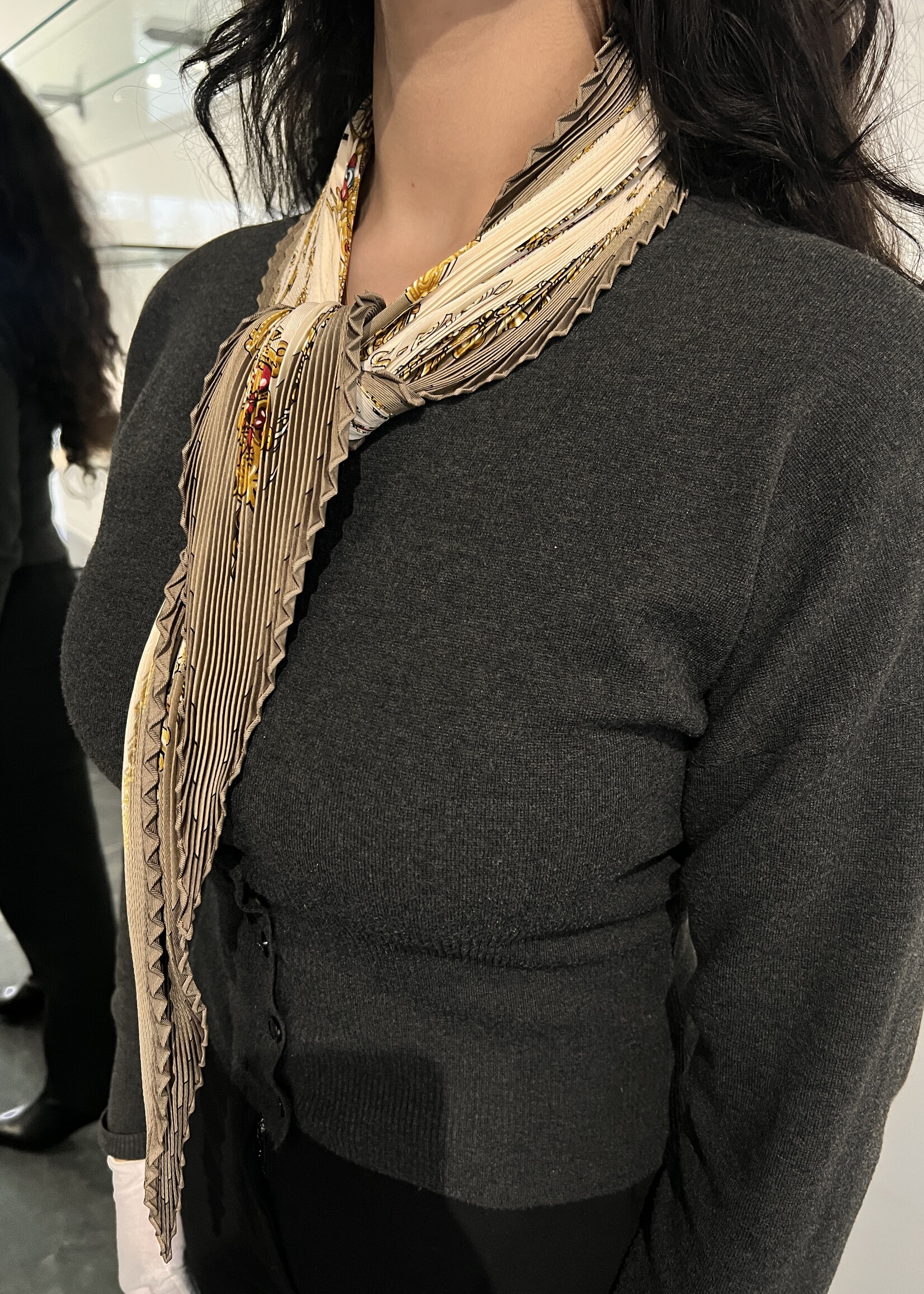 Hermes SOLD- Hermes Pleated Beige Scarf