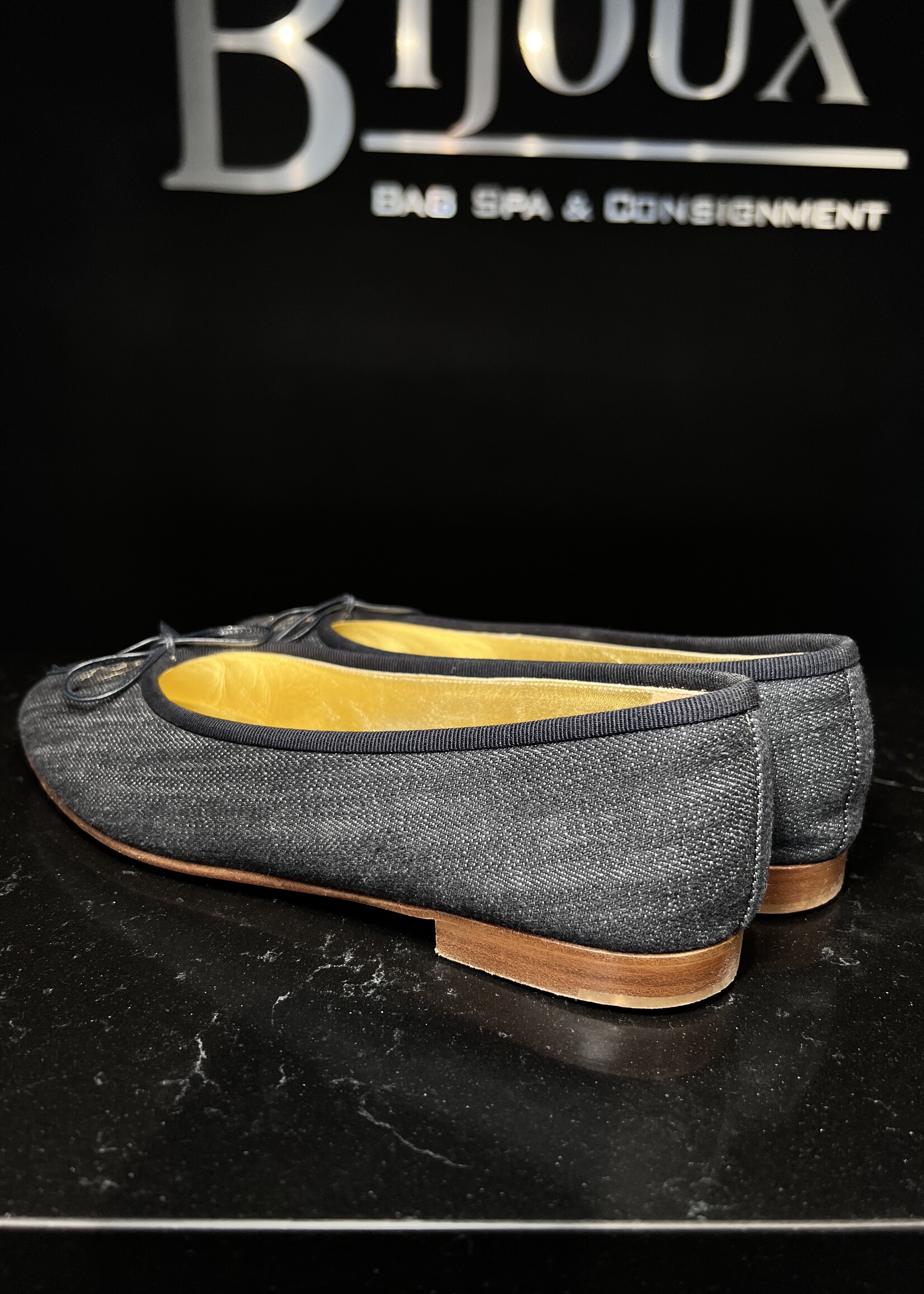 Chanel SOLD- Chanel Blue Denim Ballet Flats 40