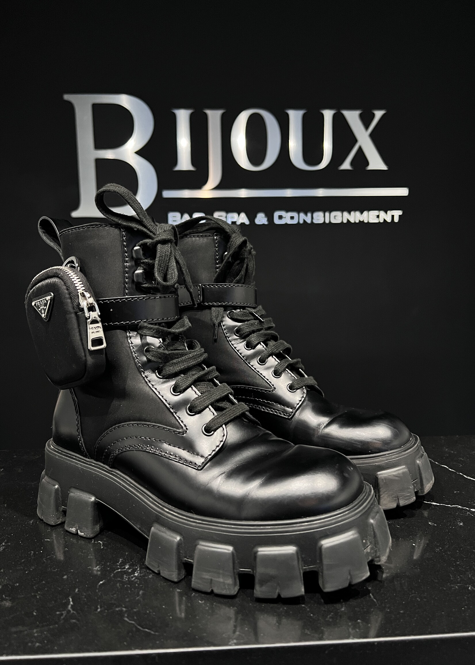 Prada Prada Monolith With Pouch  Boots 6.5M/9W