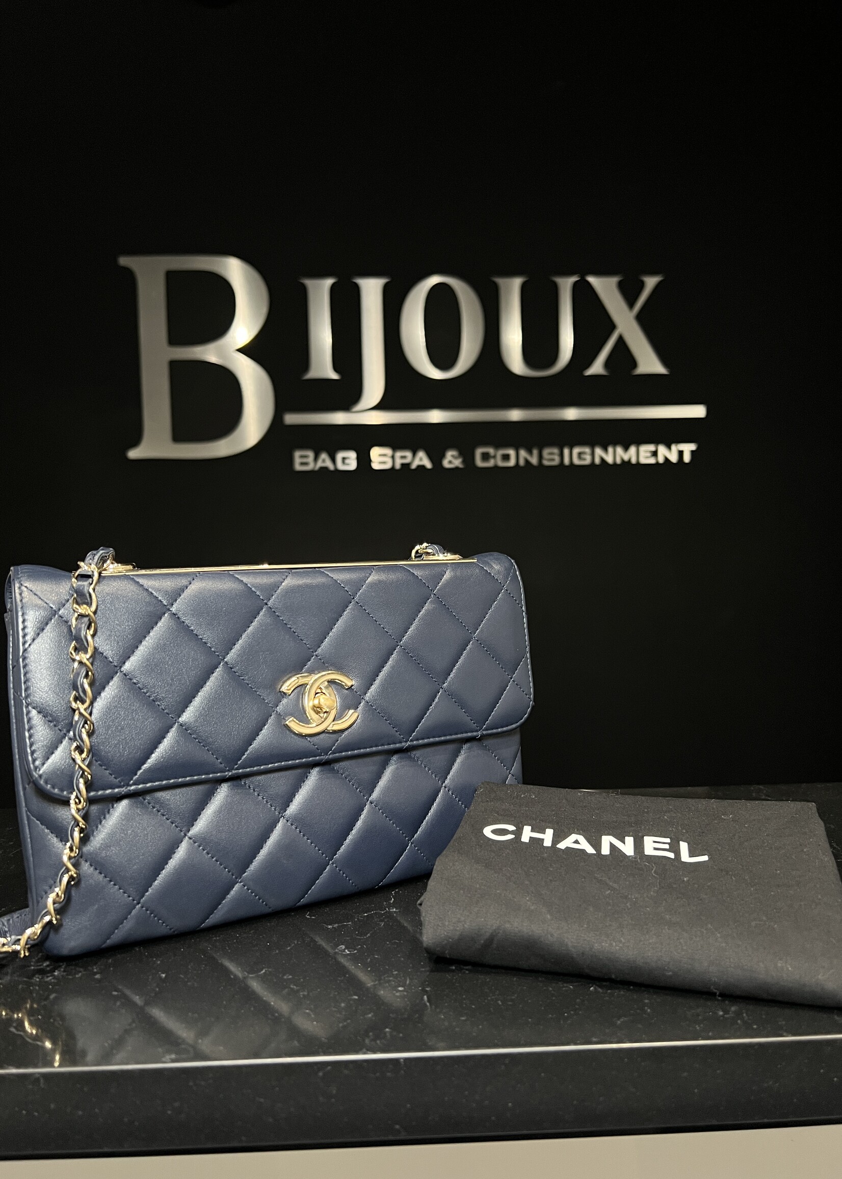 Chanel SOLD- Chanel Trendy Navy Medium Flap Bag