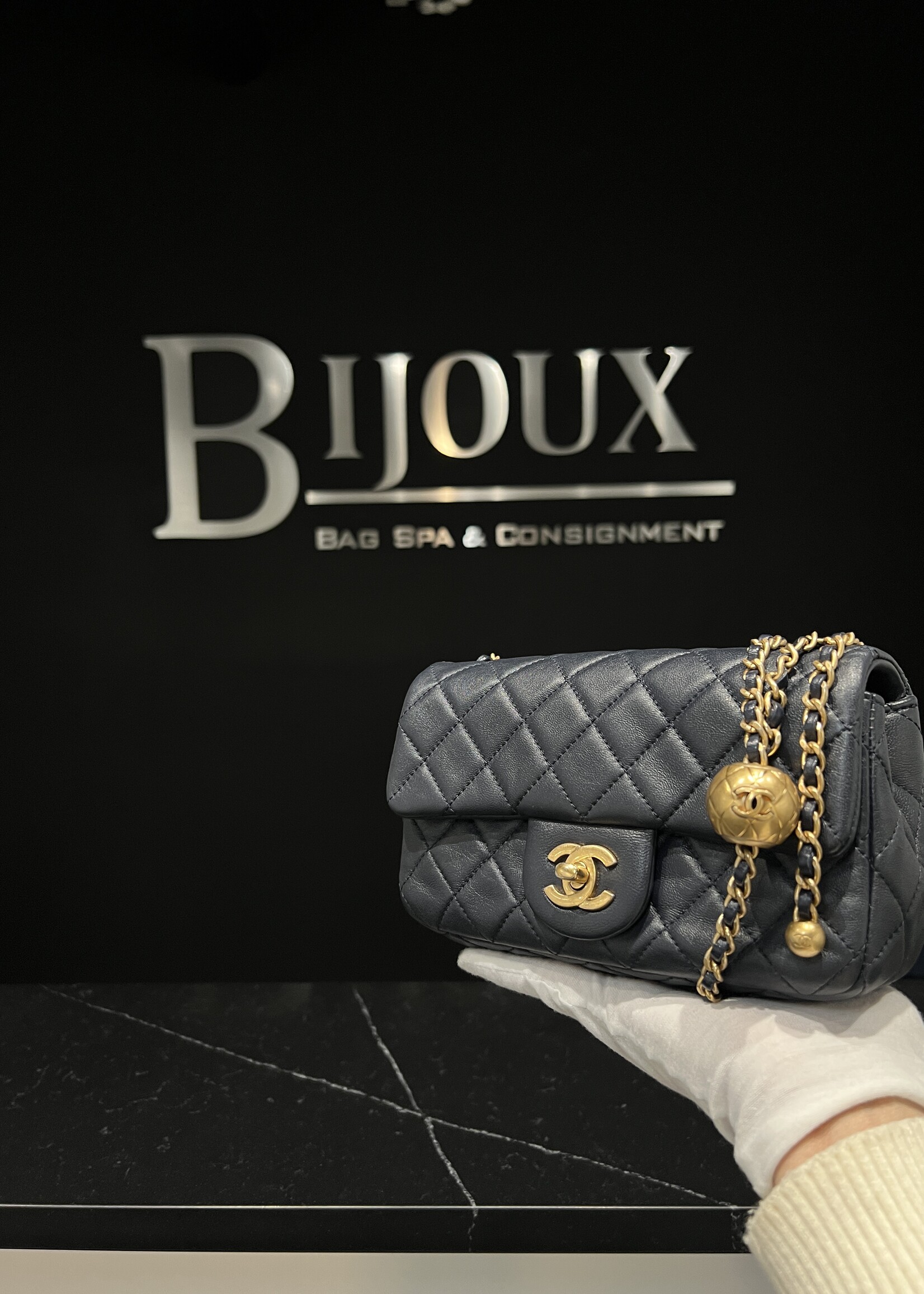 Chanel SOLD - Chanel Mini Flap Navy Pearl