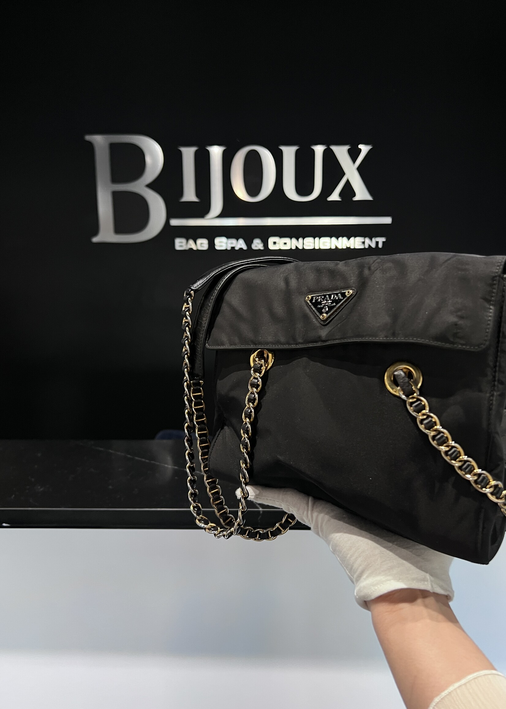 Prada Prada Tessuto Nylon Chain Shoulder Bag