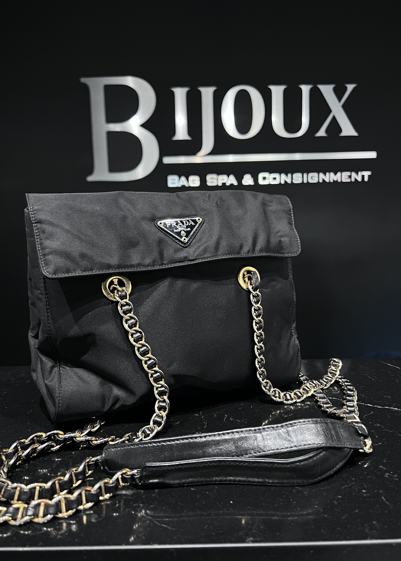 Prada SOLD - Prada Tessuto Nylon Chain Shoulder Bag