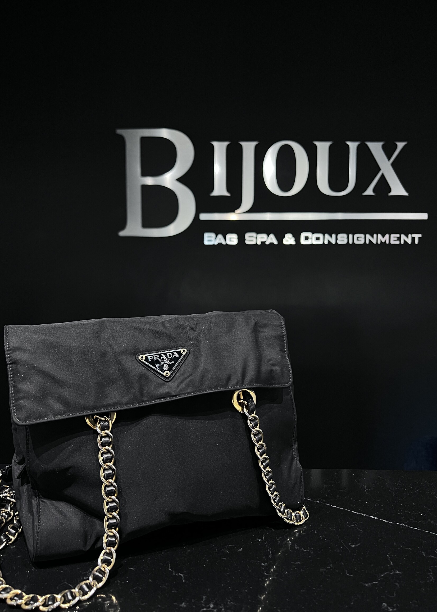 Prada SOLD - Prada Tessuto Nylon Chain Shoulder Bag