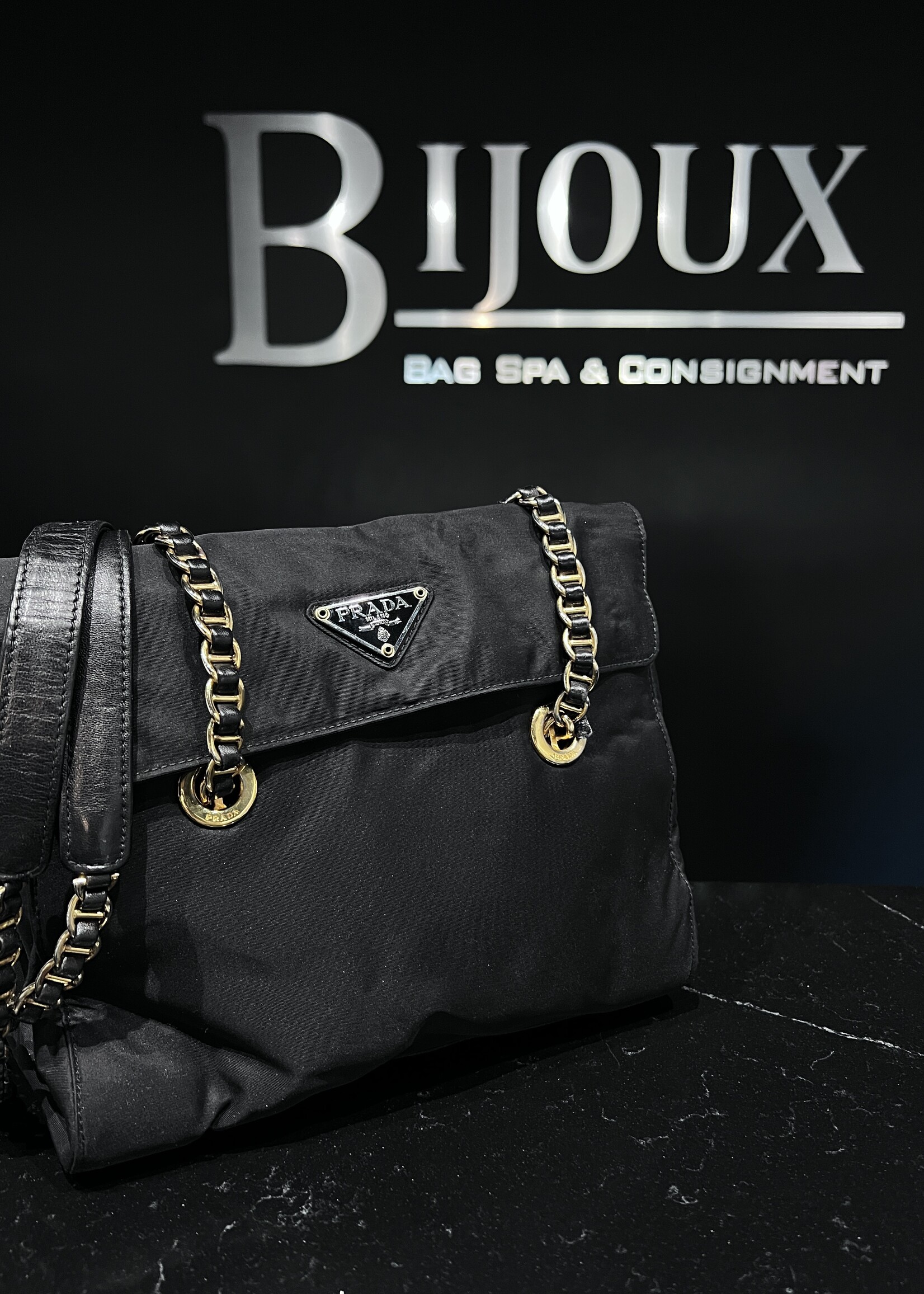 Prada Prada Tessuto Nylon Chain Shoulder Bag