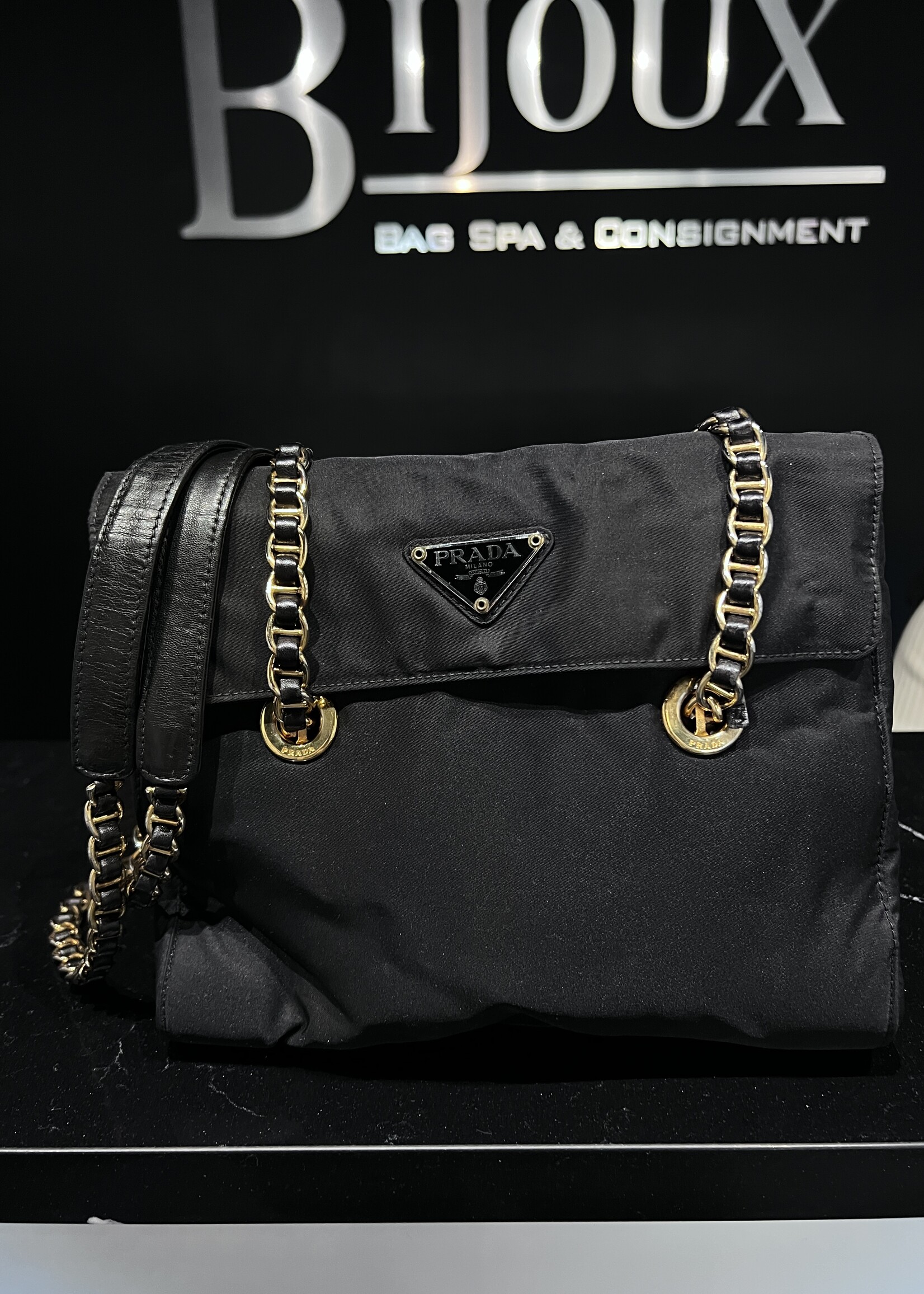 Prada Prada Tessuto Nylon Chain Shoulder Bag