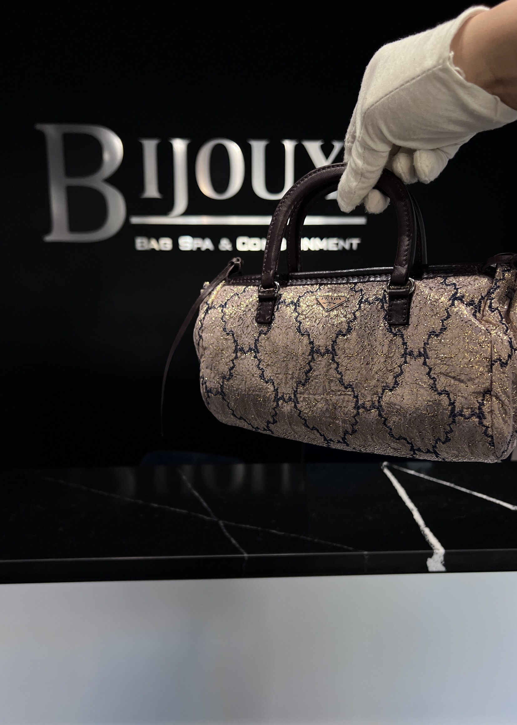 Prada SOLD- Prada Brocade Metallic Handbag