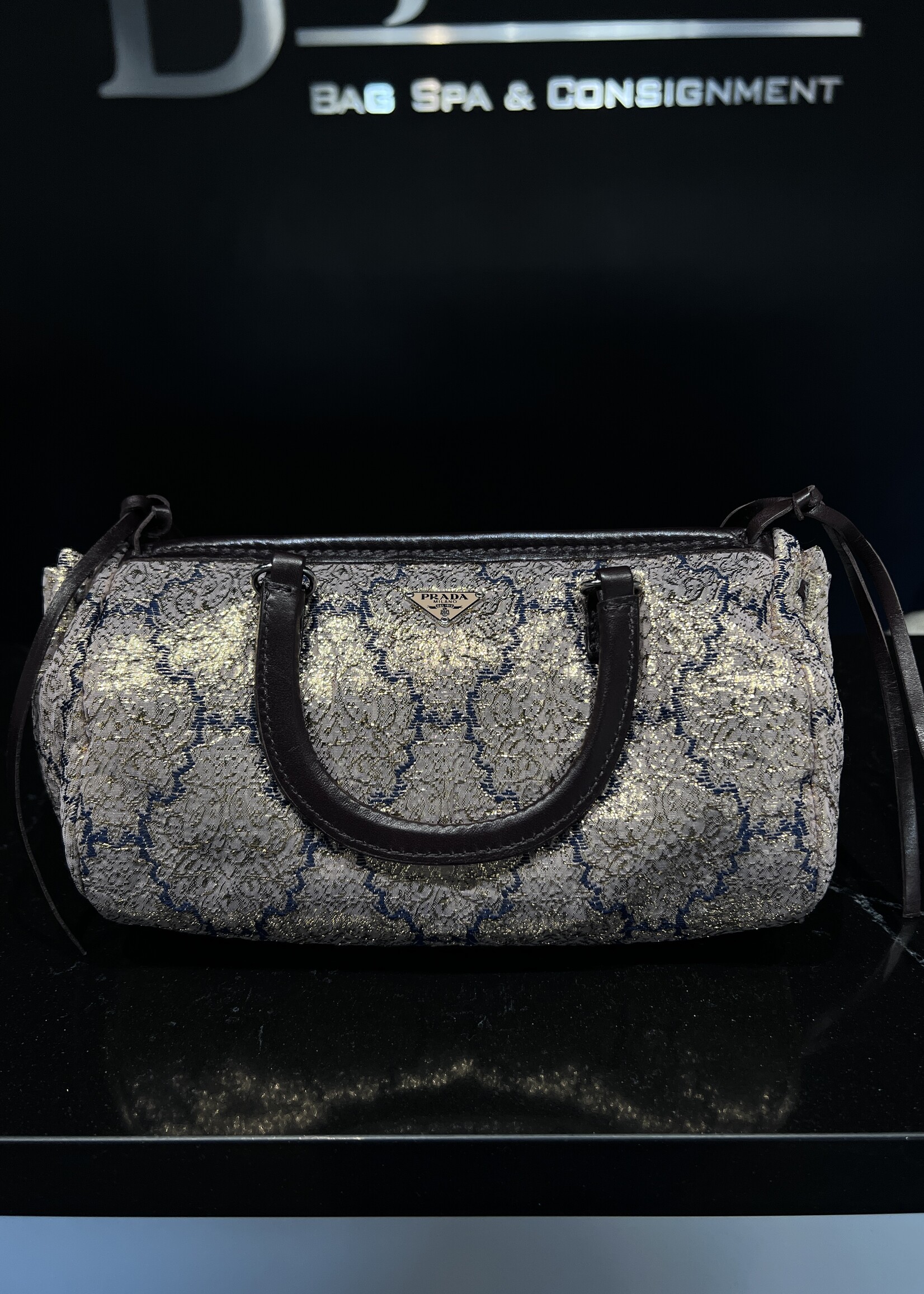 Prada SOLD- Prada Brocade Metallic Handbag