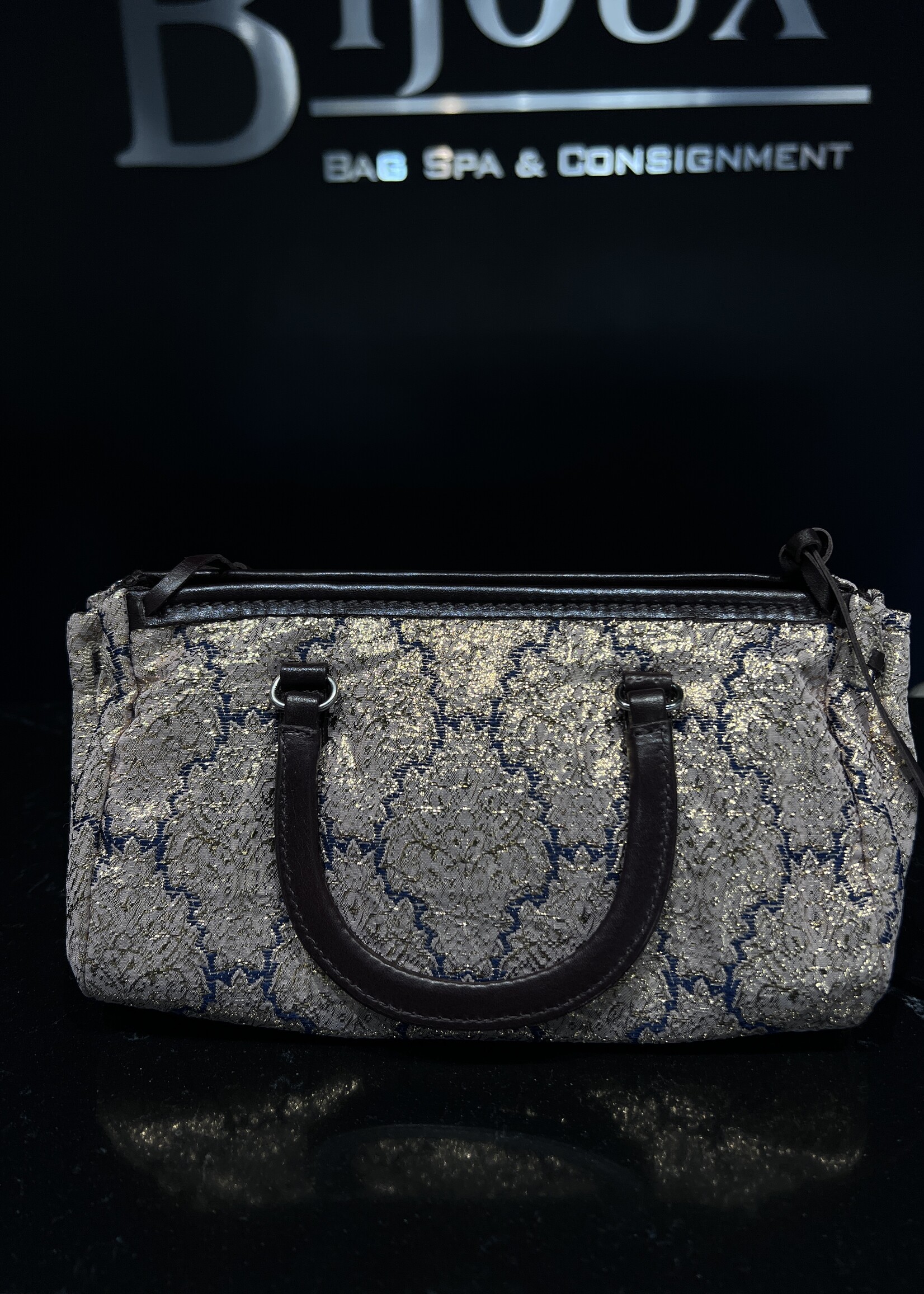 Prada SOLD- Prada Brocade Metallic Handbag