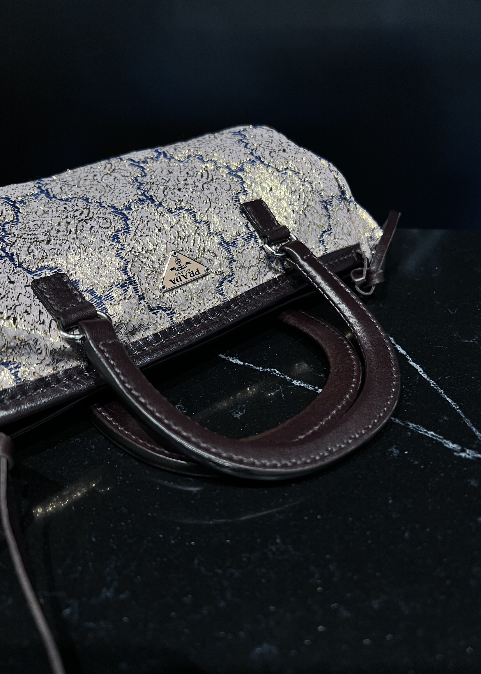 Prada SOLD- Prada Brocade Metallic Handbag