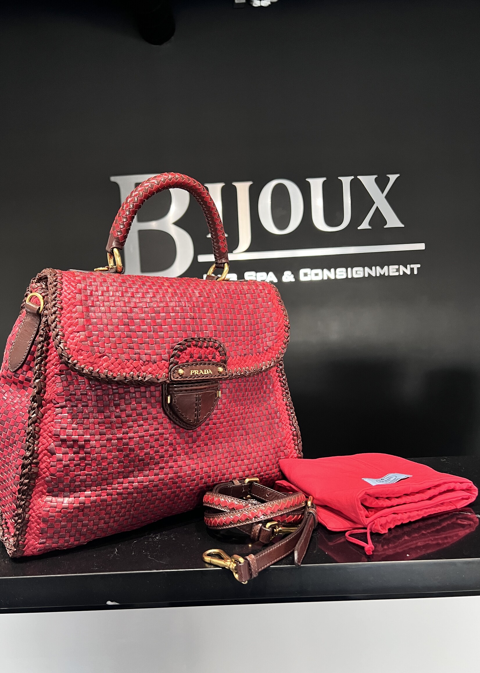 Prada SOLD - Prada Red Woven Tote