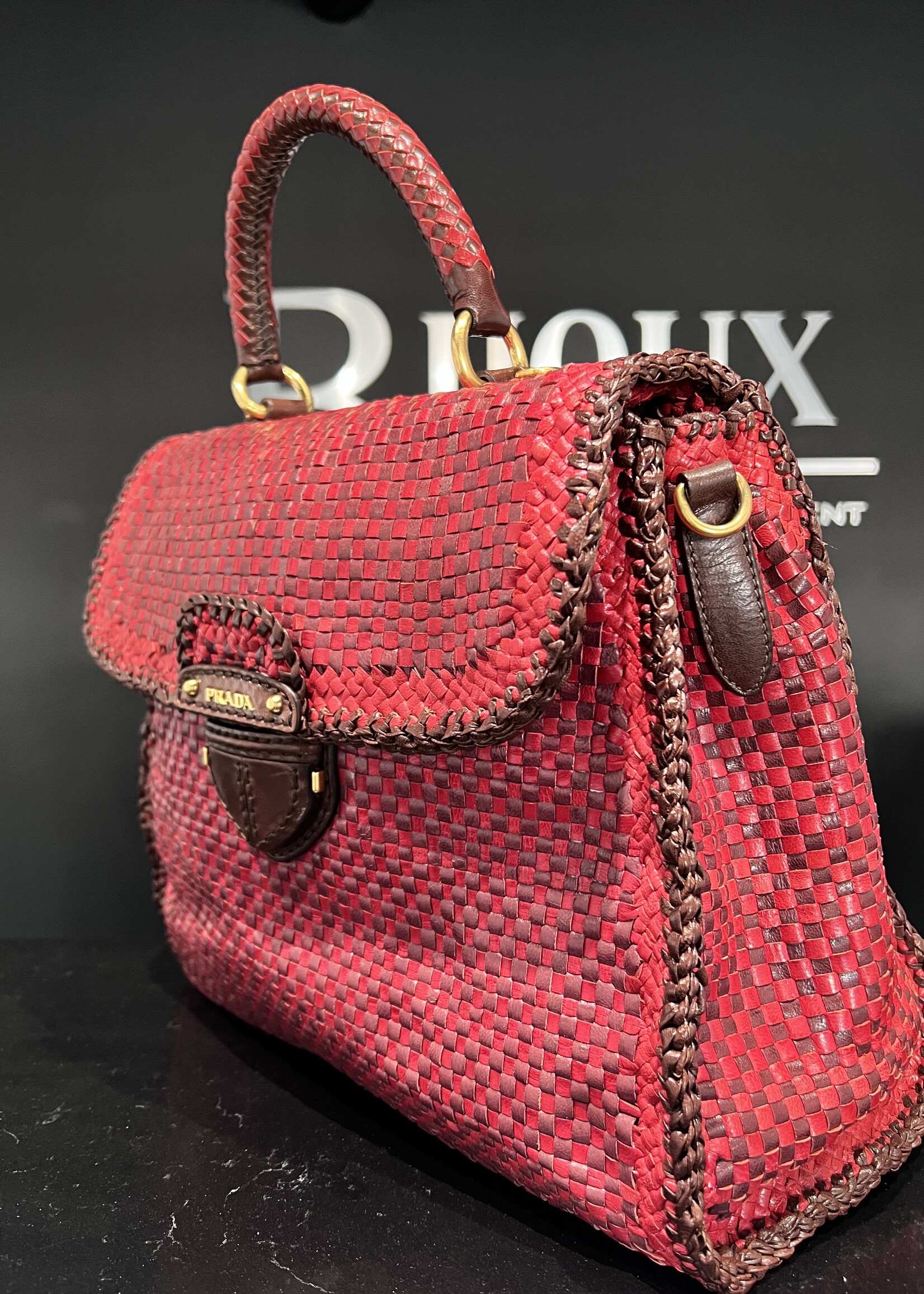 Prada SOLD - Prada Red Woven Tote