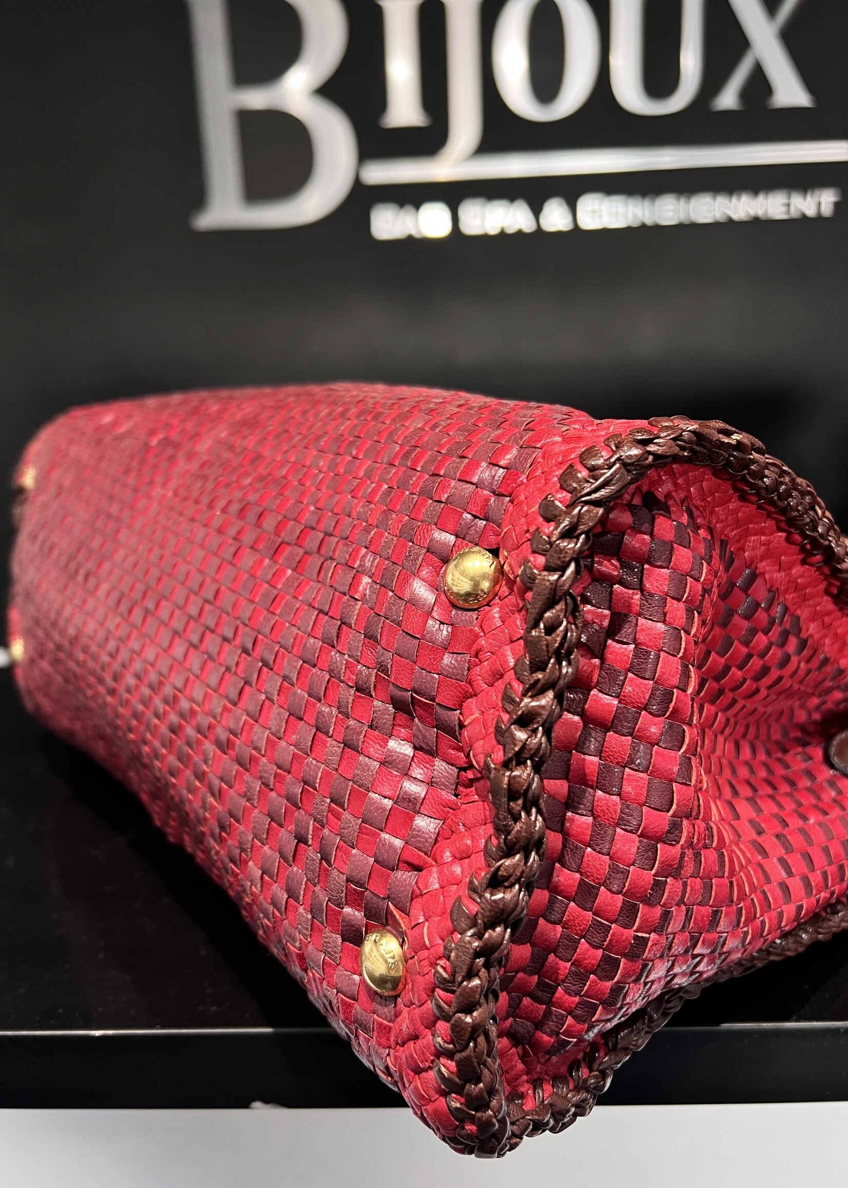 Prada SOLD - Prada Red Woven Tote