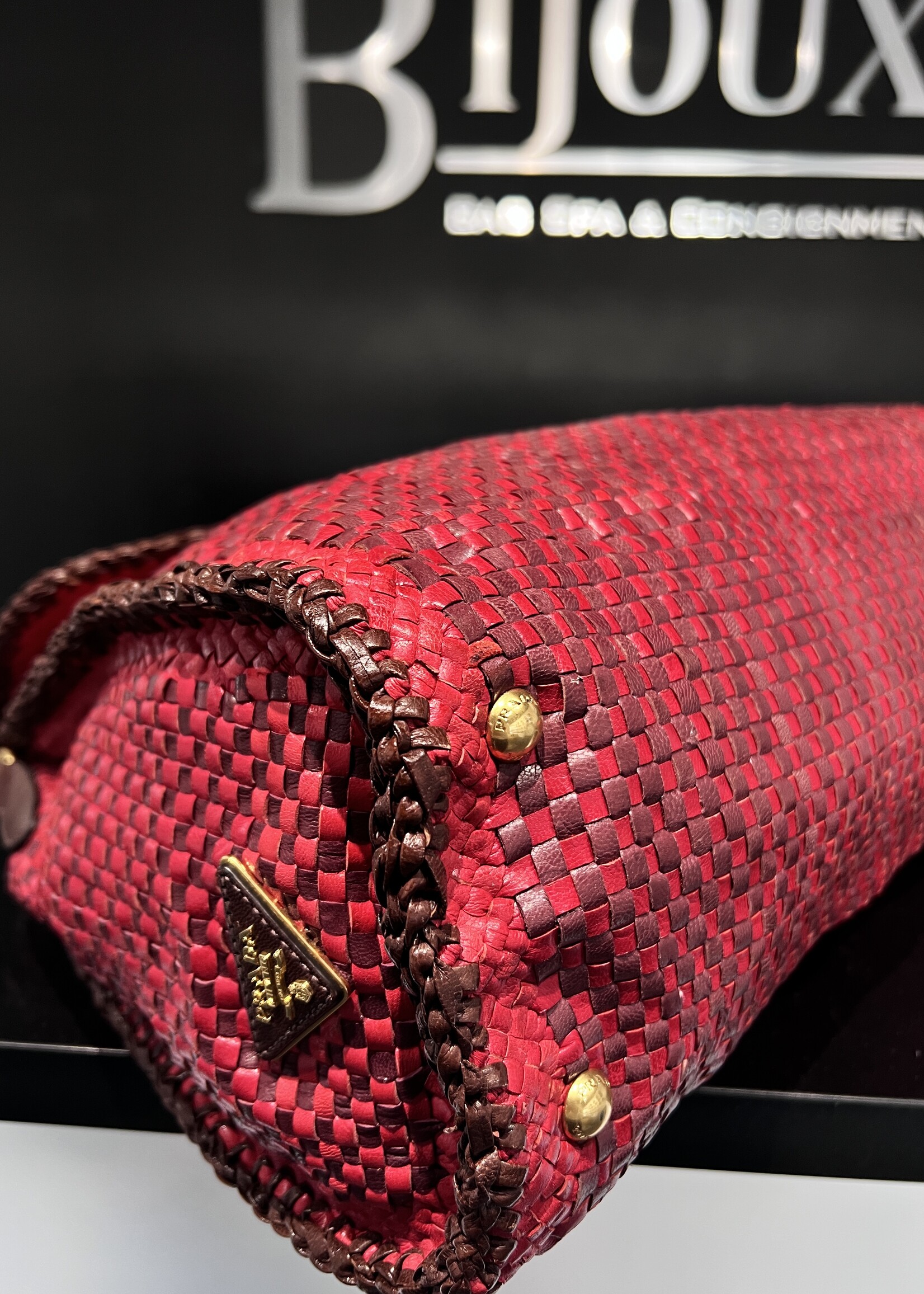 Prada SOLD - Prada Red Woven Tote