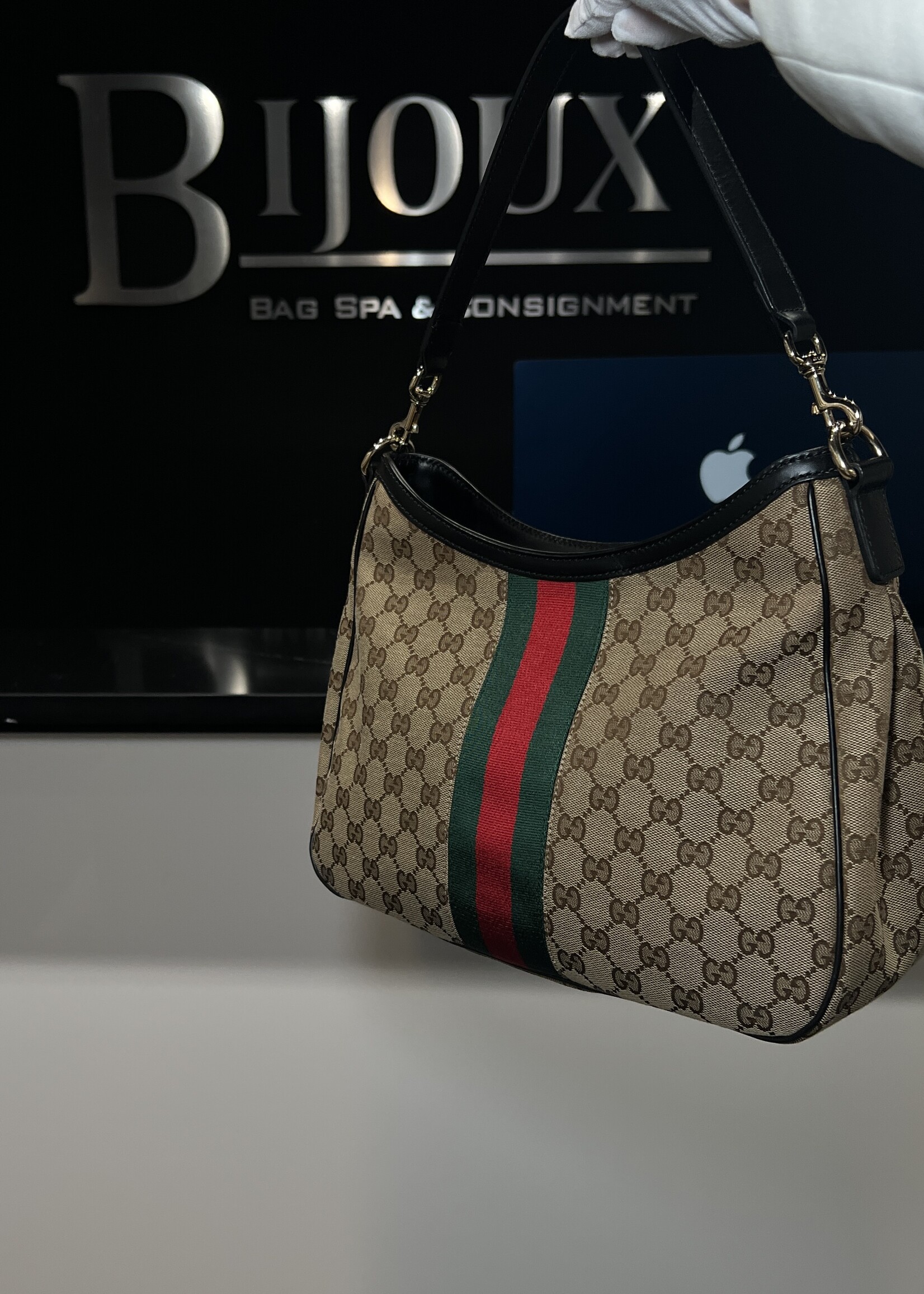 Gucci SOLD - Gucci Canvas Web Sherry Line Shoulder Bag