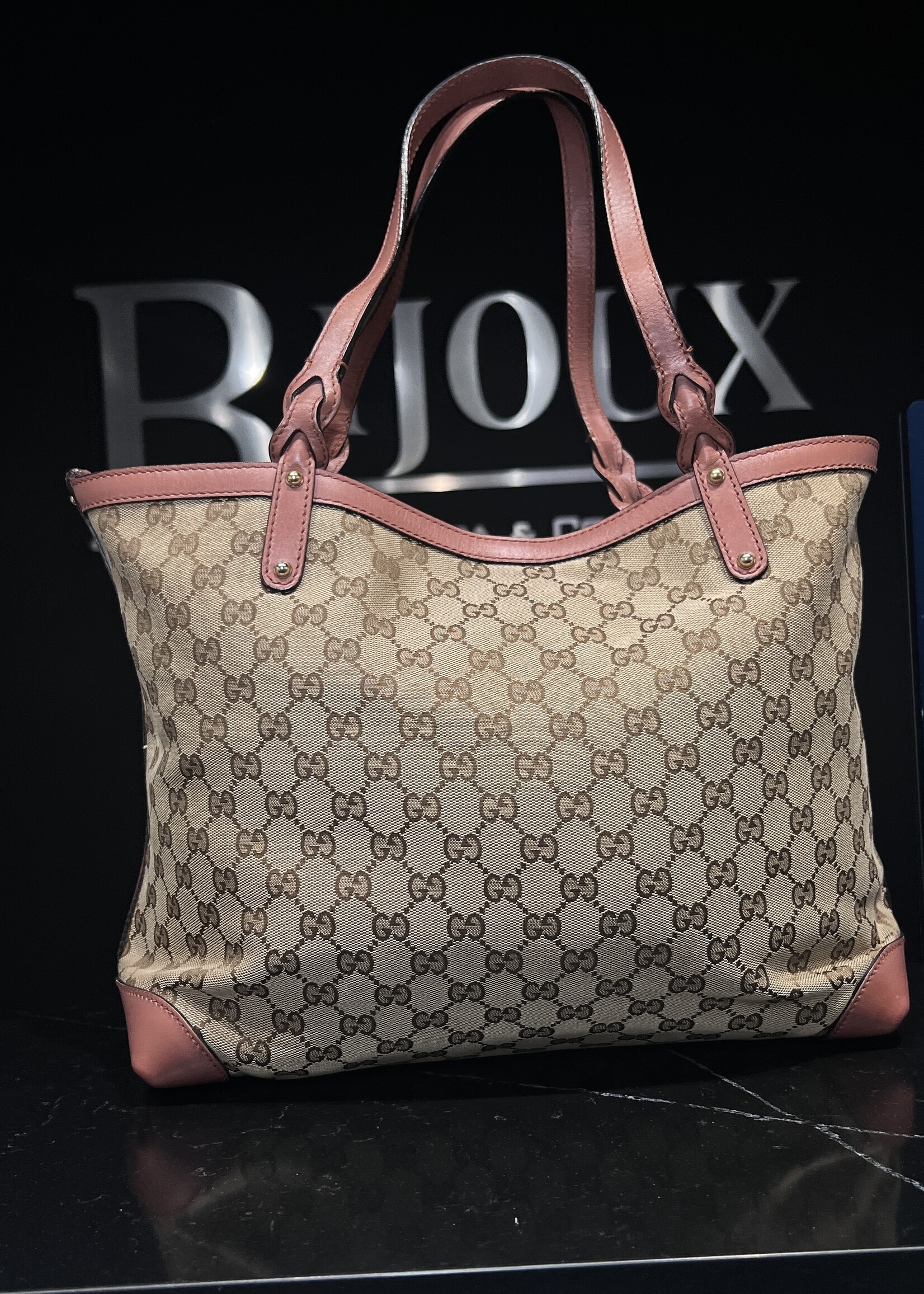 Gucci SOLD- Gucci Pink Trim Tote