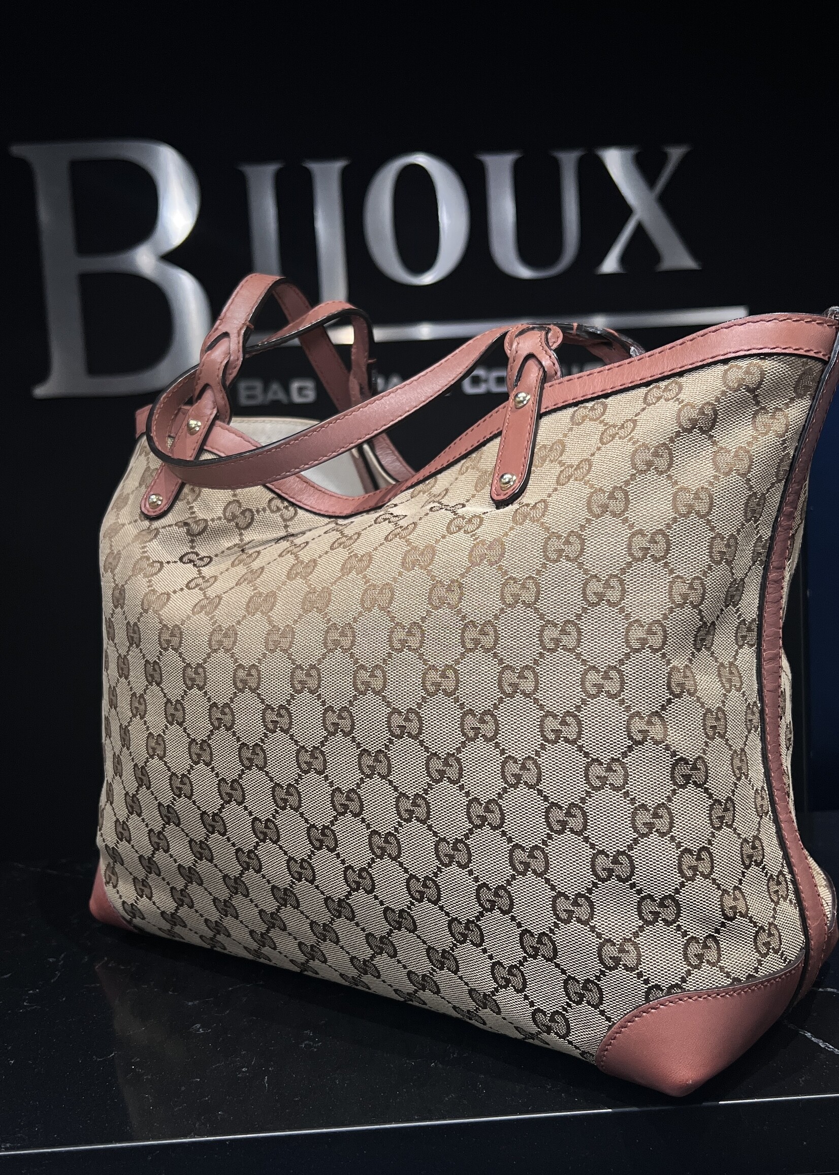 Gucci SOLD- Gucci Pink Trim Tote